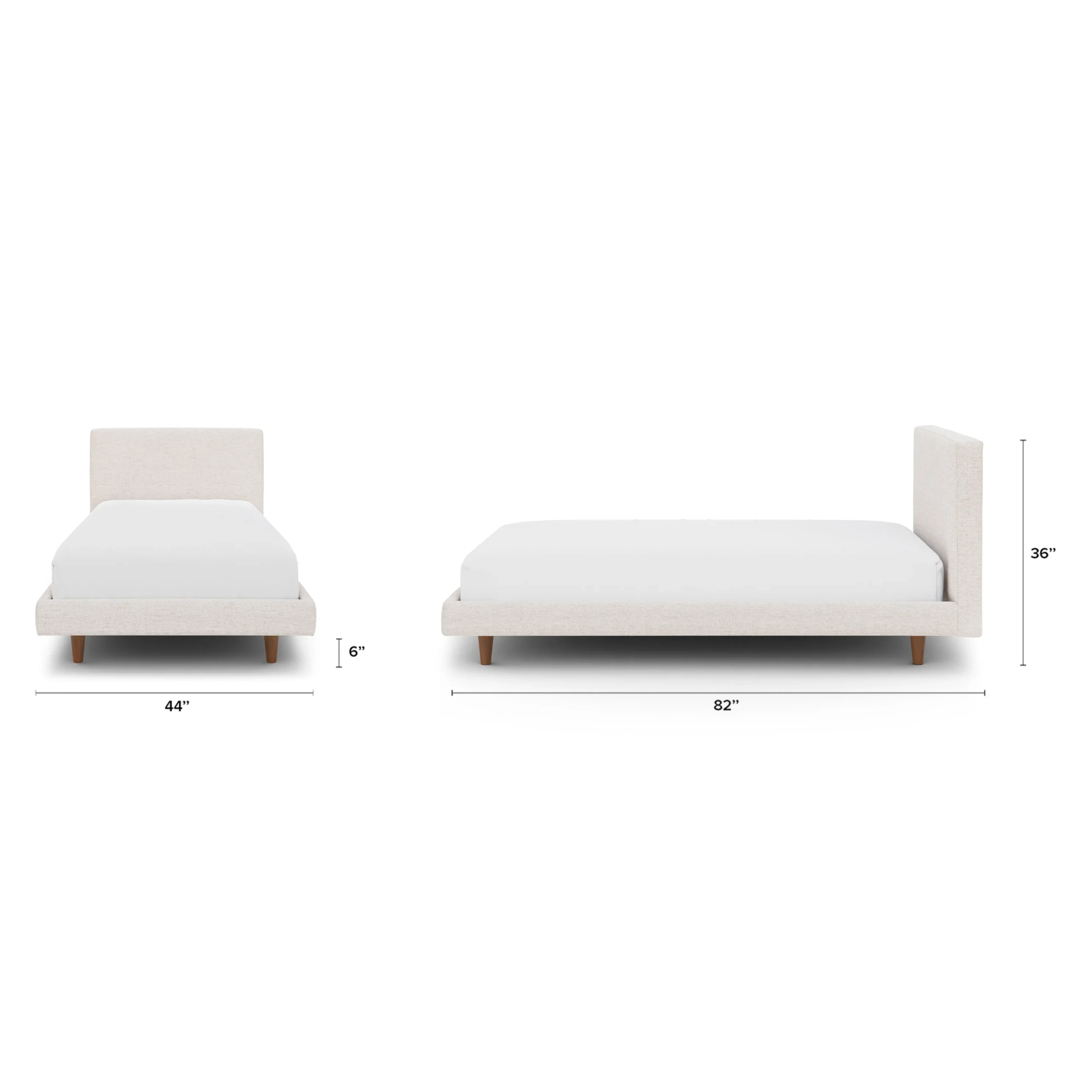 Tessu Twin Low Profile Upholstered Bed - Napa White - Image 2