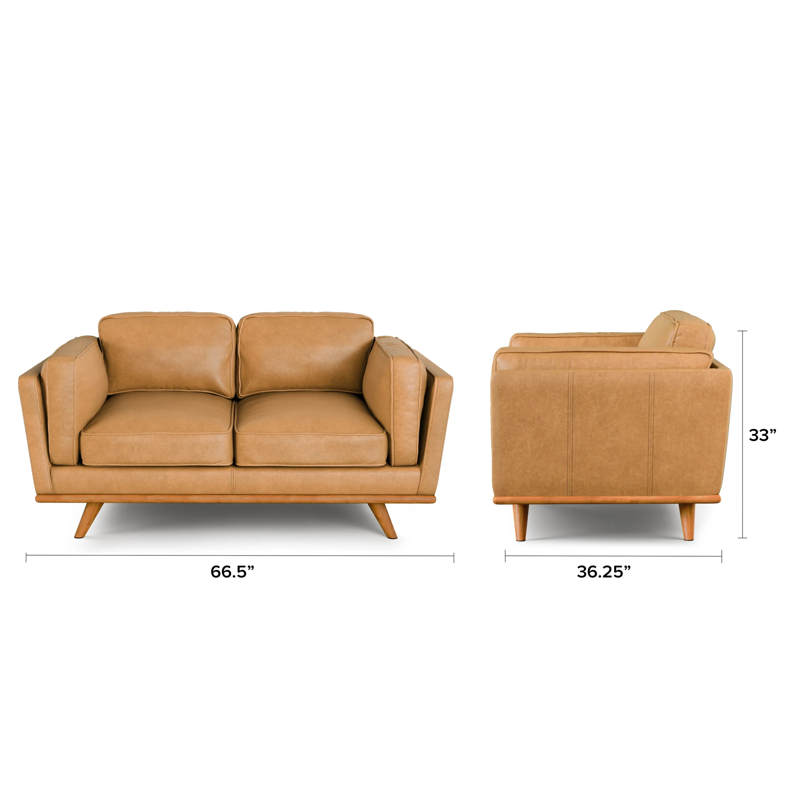 Timber 66.5_ Leather Loveseat - Charme Tan - Image 4