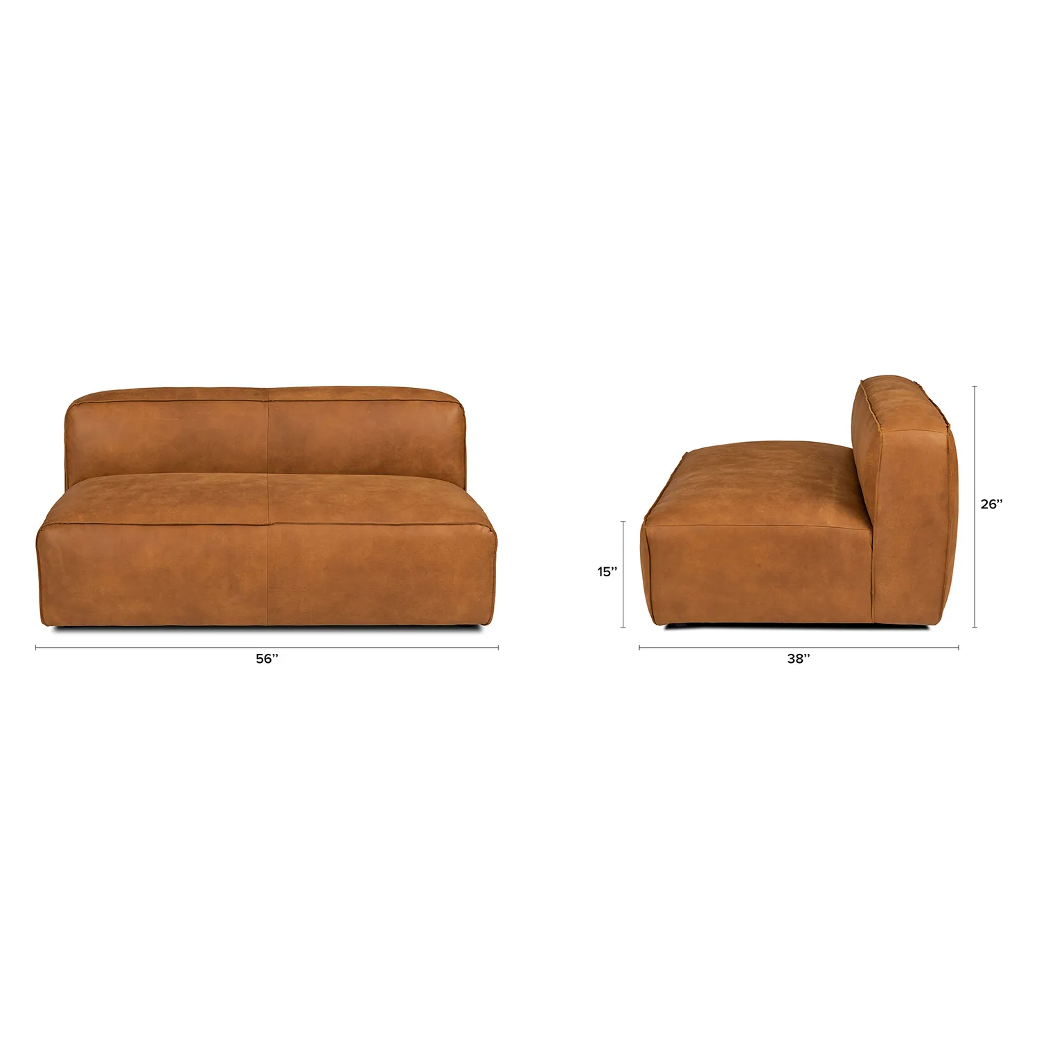 Cigar 56_ Leather Loveseat - Rawhide Tan - Image 11