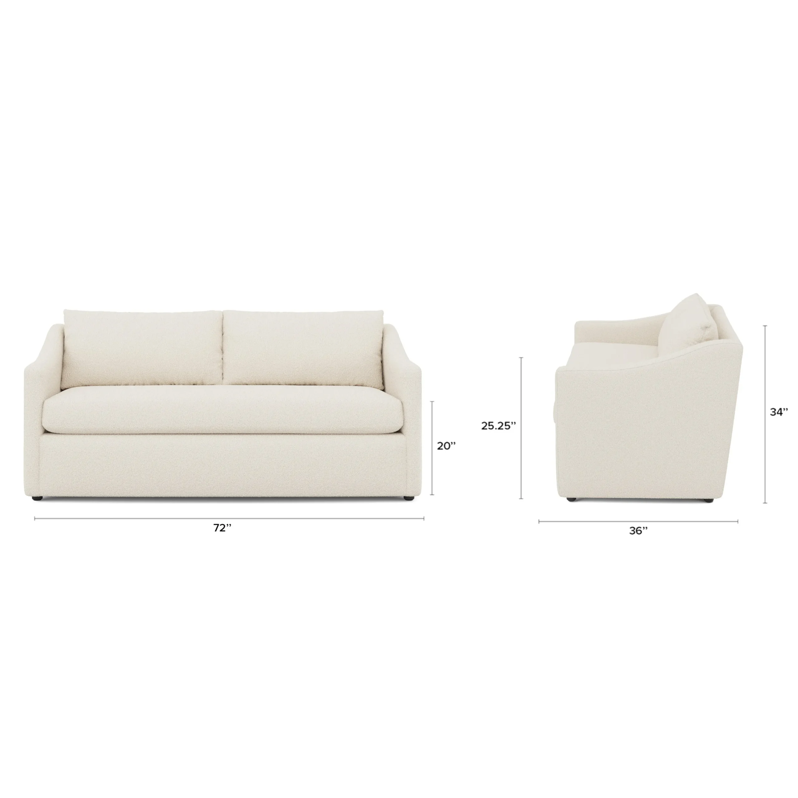 Landry 72_ Loveseat - Ivory Wool Bouclé - Image 2