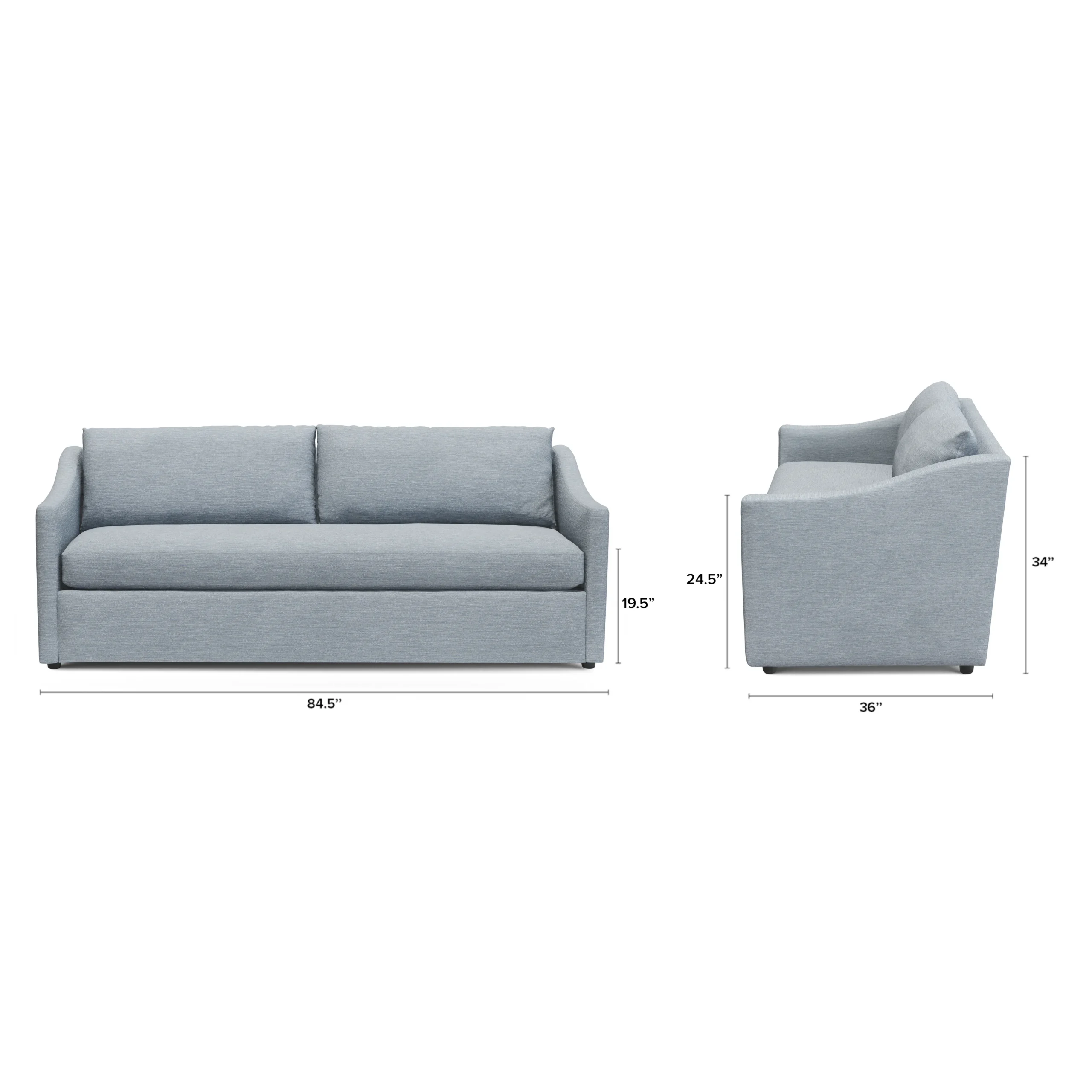 Landry 84.5_ Sofa - Silver Light Blue - Image 11