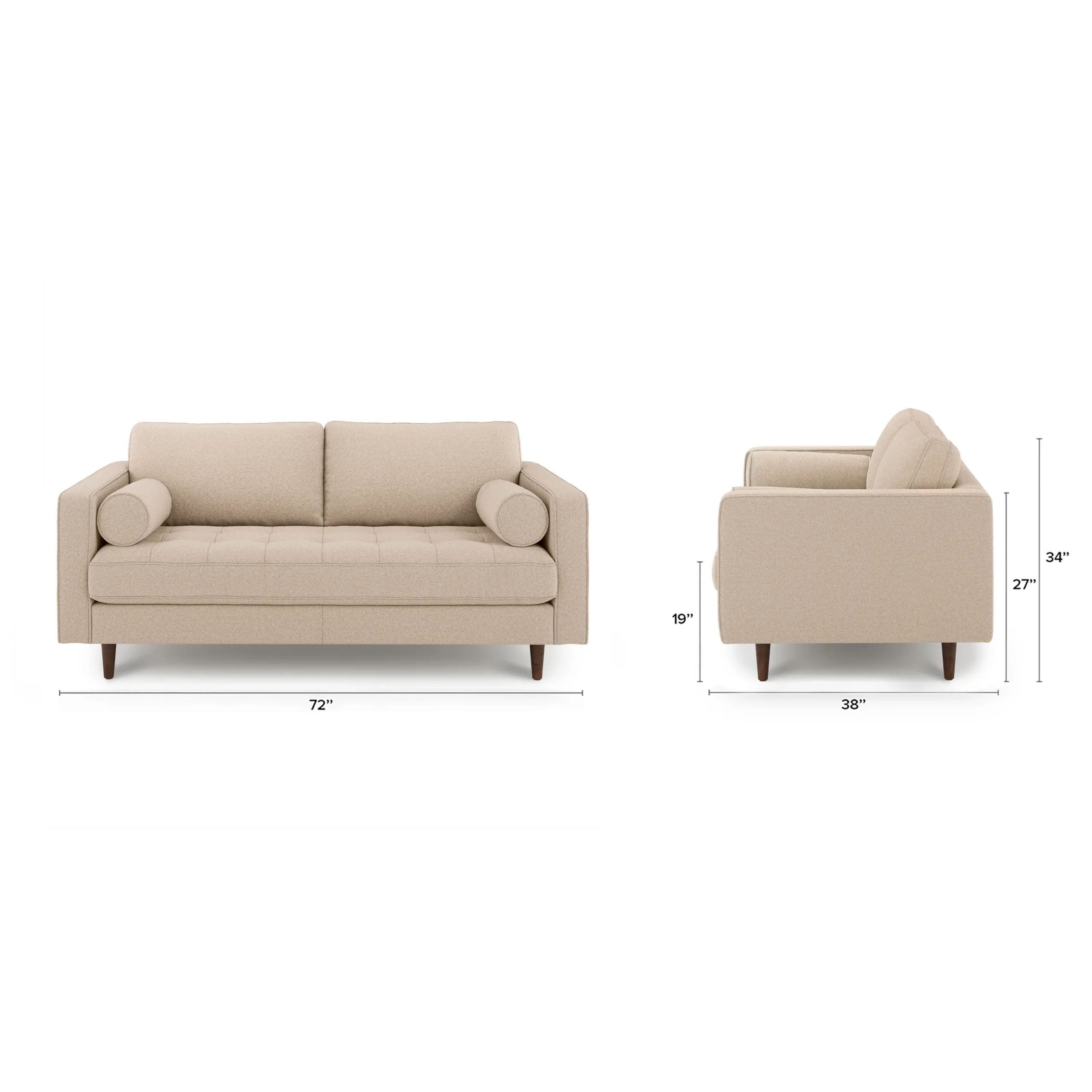 Sven 72_ Tufted Loveseat - Ratine Buff - Image 7