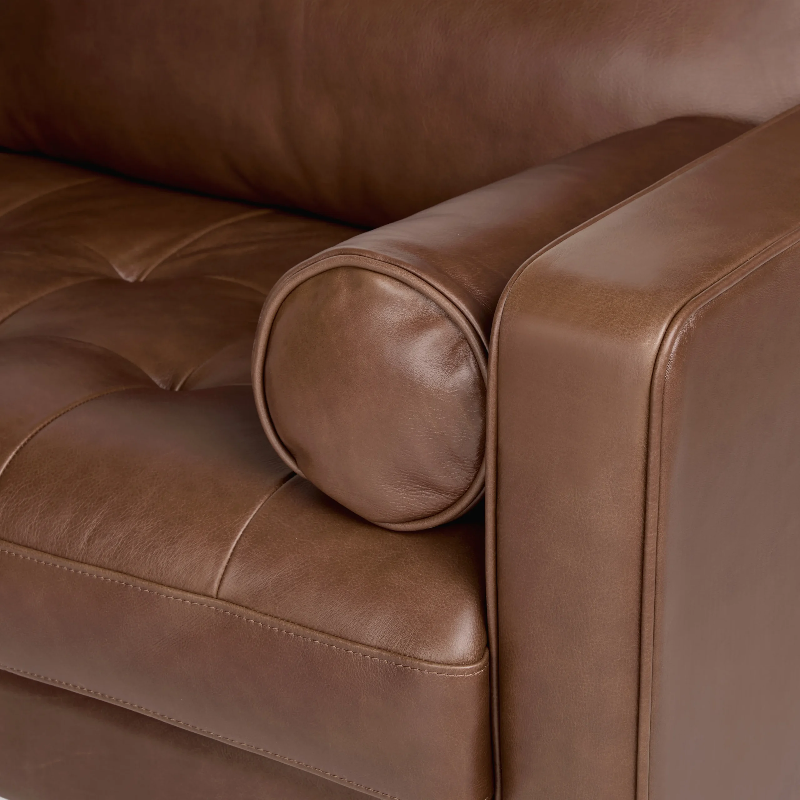 Sven 72_ Tufted Leather Loveseat - Taos Brown - Image 8