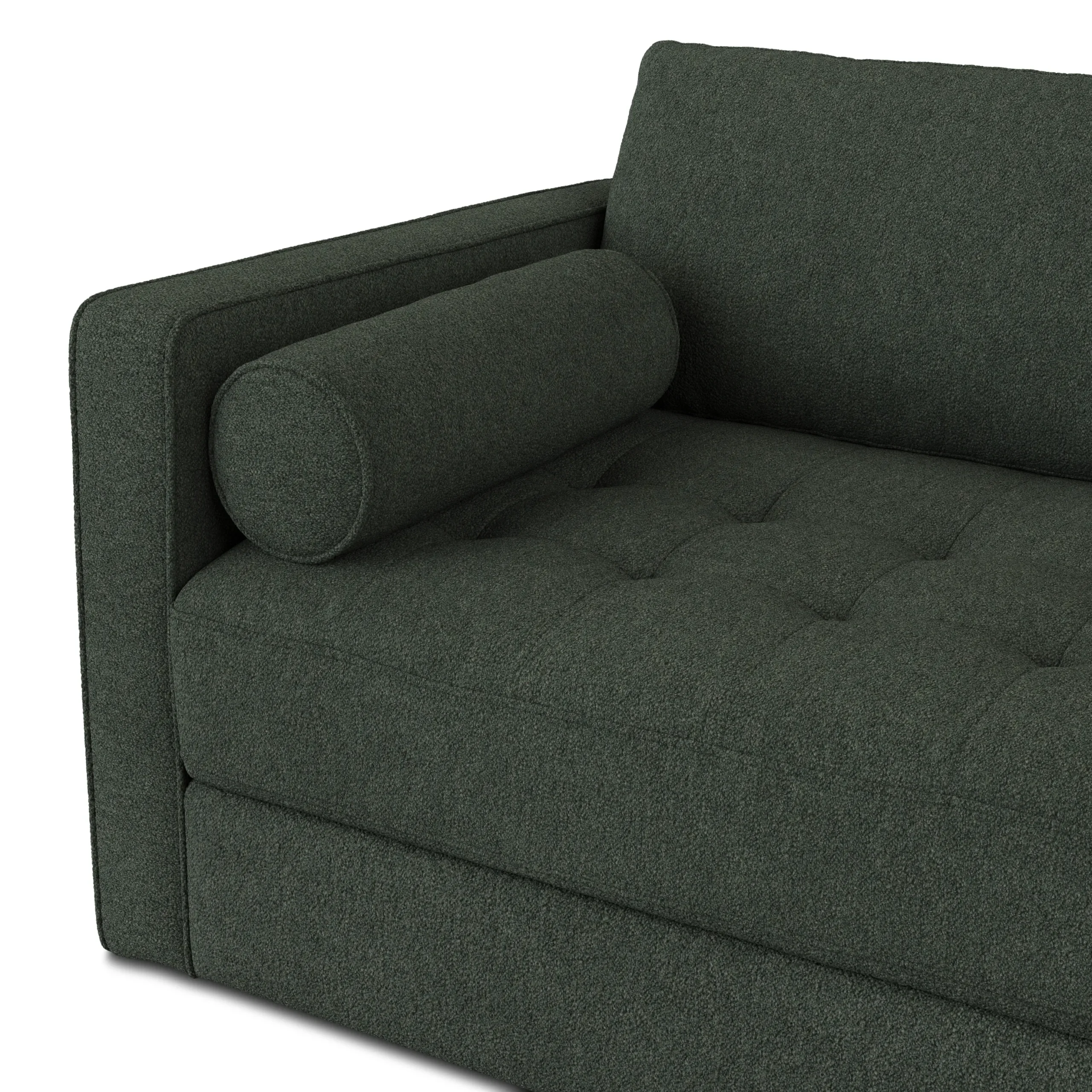Sven 88_ Tufted Sofa Bed - Green Wool Bouclé - Image 12