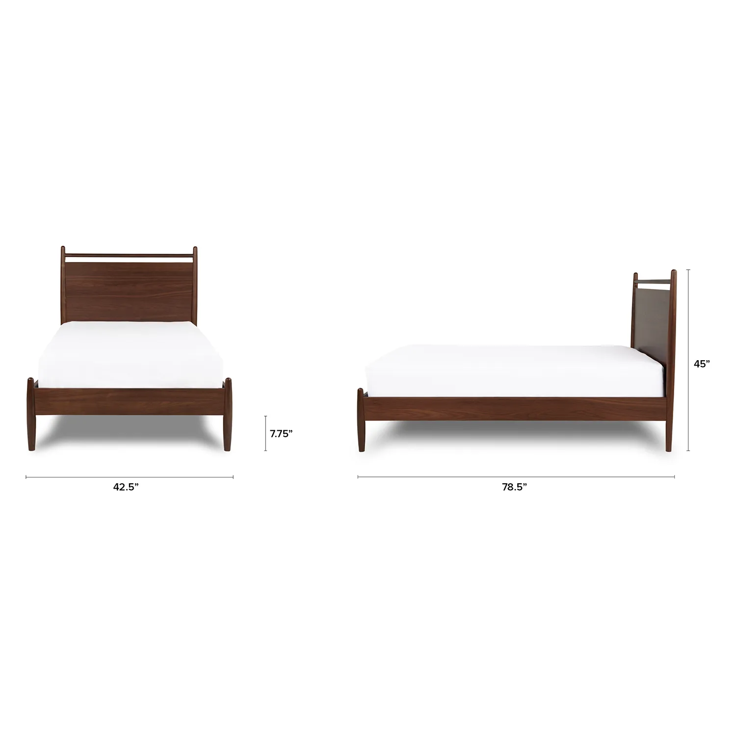 Lenia Twin Panel Bed - Walnut - Image 2