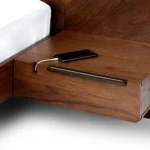 Nera California King Low Profile Bed with Nightstands Set - Walnut