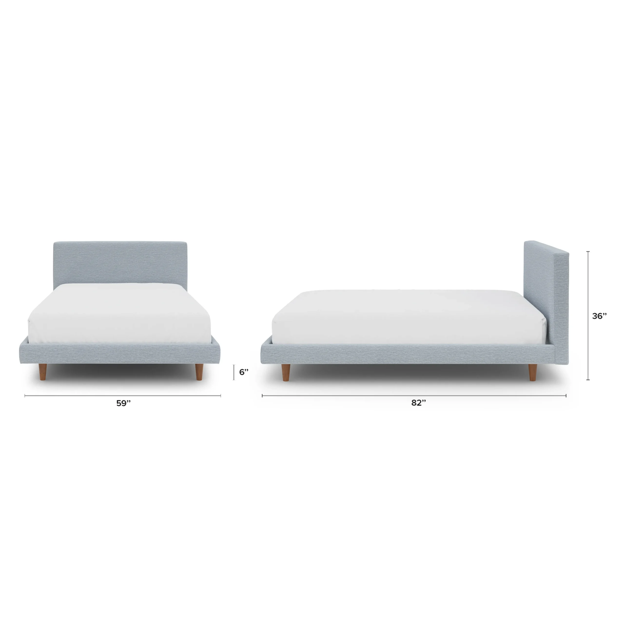 Tessu Full Low Profile Upholstered Bed - Silver Light Blue - Image 2