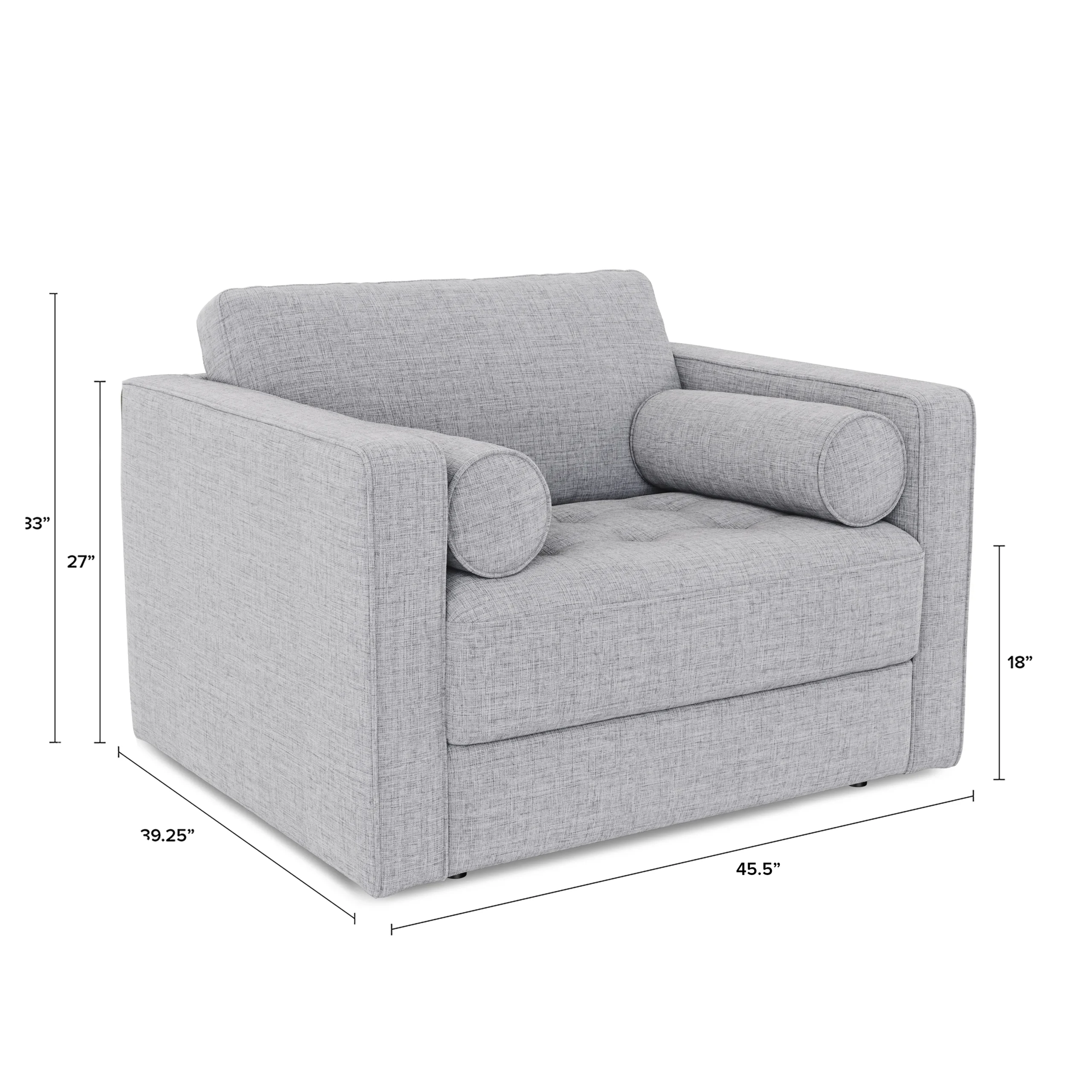 Sven 45.5_ Tufted Sleeper Chair - Stone Gray - Image 5