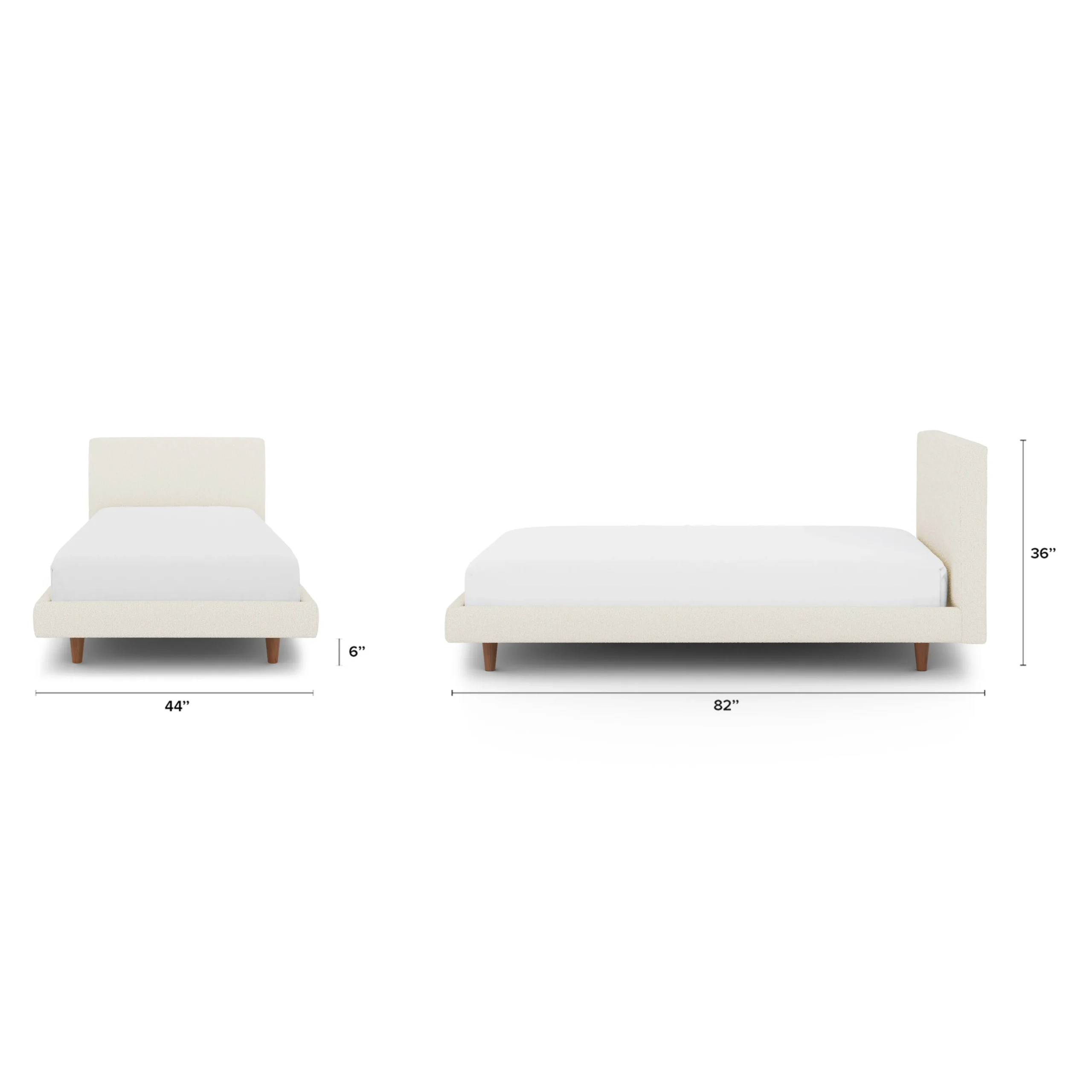 Tessu Twin Low Profile Upholstered Bed - Ivory Wool Bouclé - Image 2