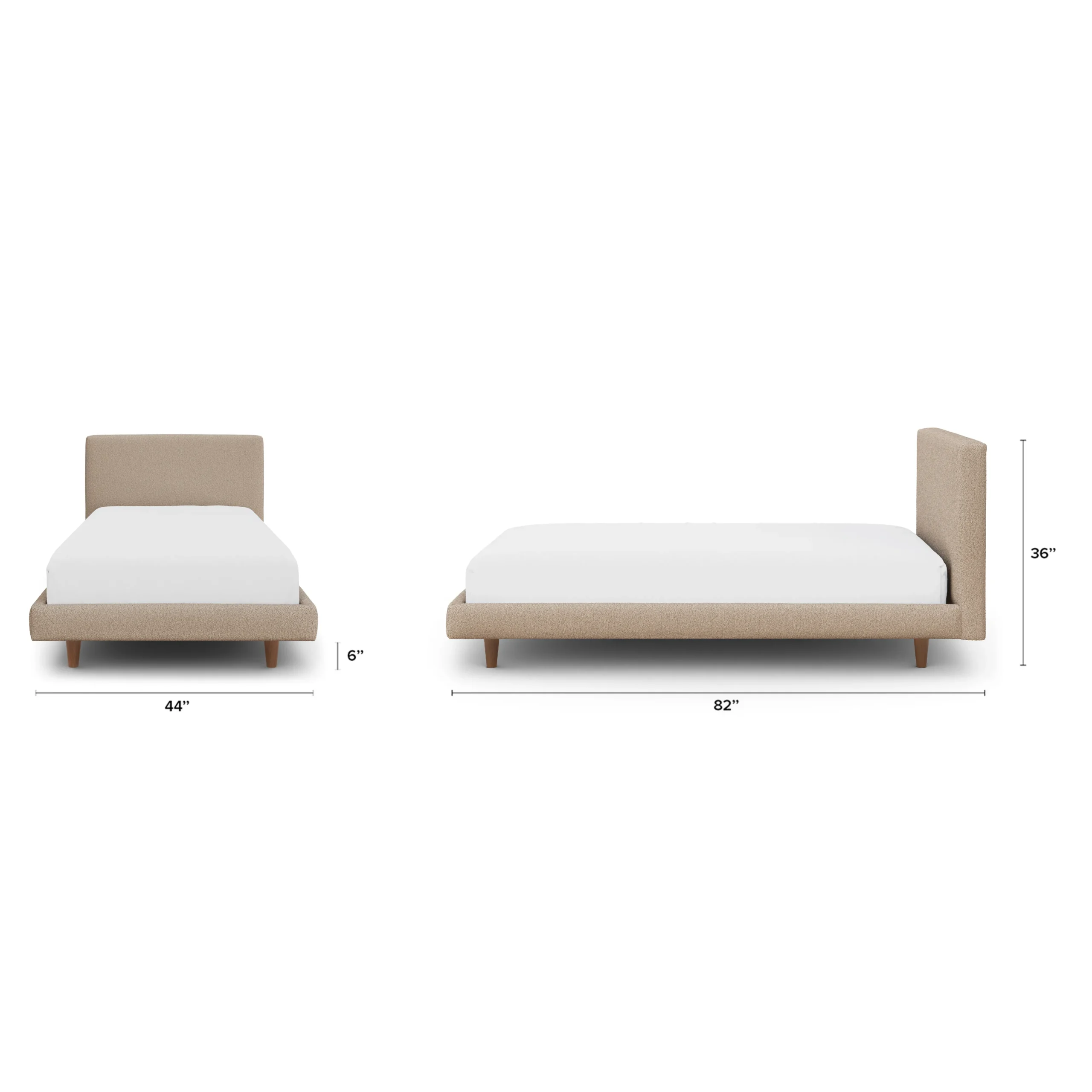 Tessu Twin Low Profile Upholstered Bed - Sandstone Wool Bouclé - Image 2