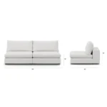 Beta 79_ Armless Modular Sofa - Quartz White