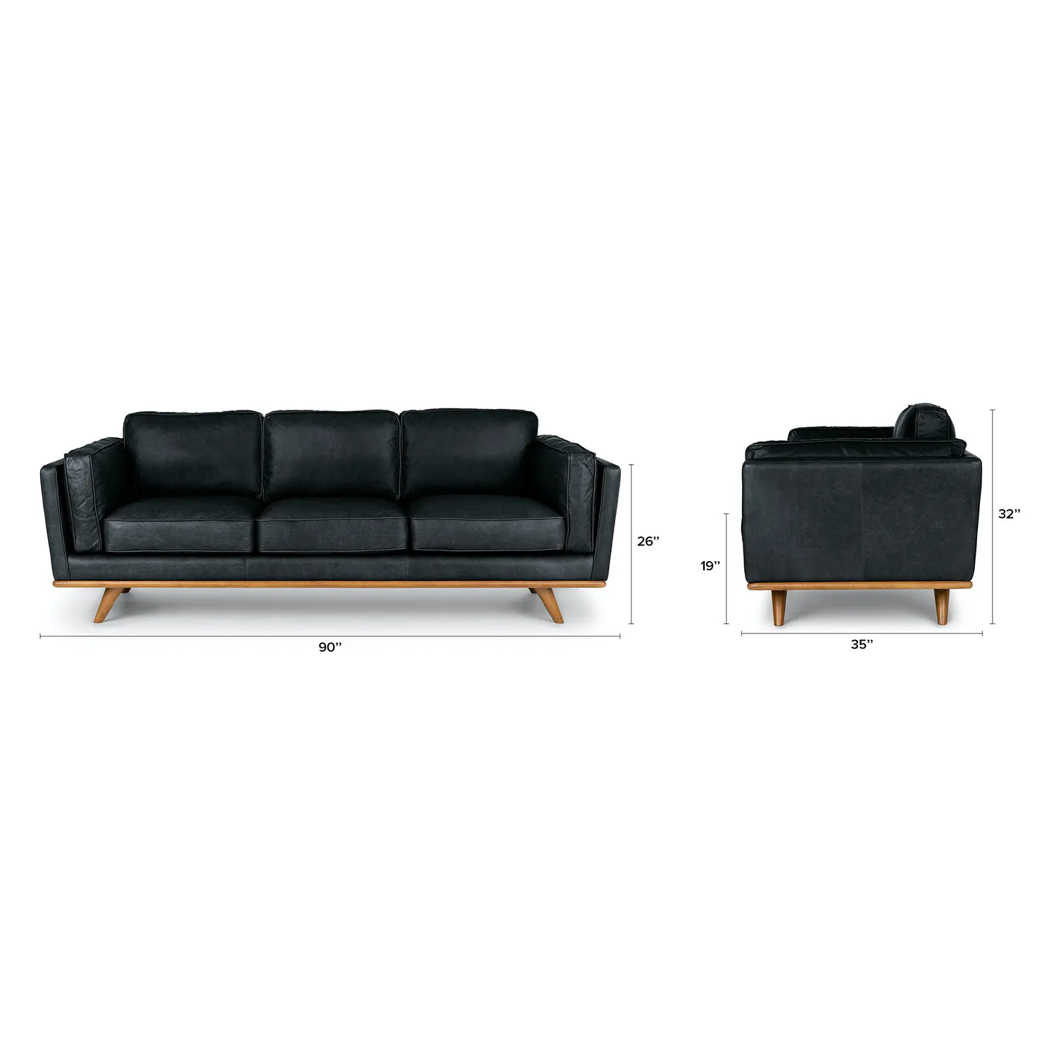 Timber 90_ Leather Sofa - Charme Black - Image 12