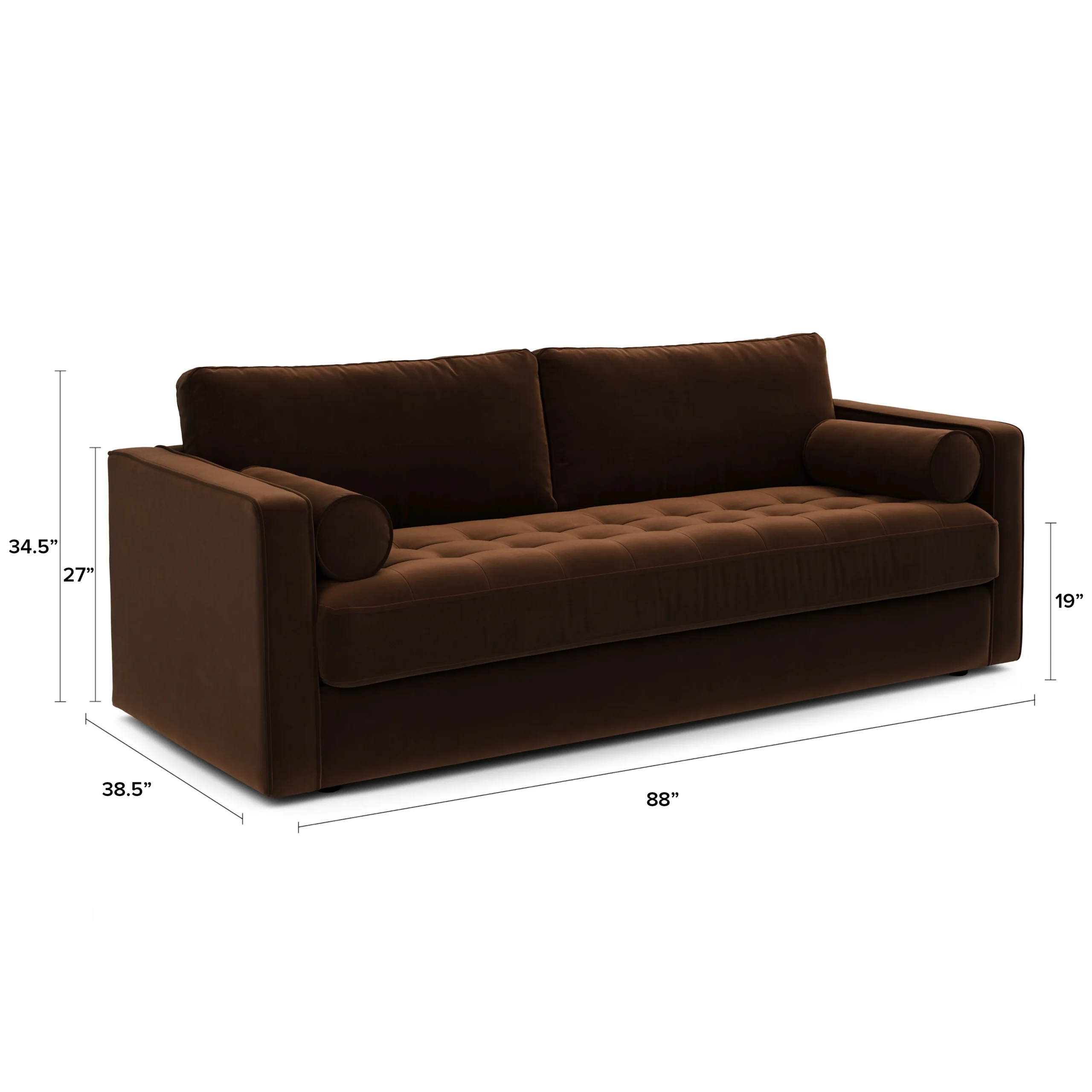 Sven 88_ Grounded Tufted Velvet Sofa - Plush Pacific Brown - Image 12