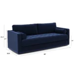 Sven 88_ Grounded Tufted Velvet Sofa - Plush Cascadia Blue