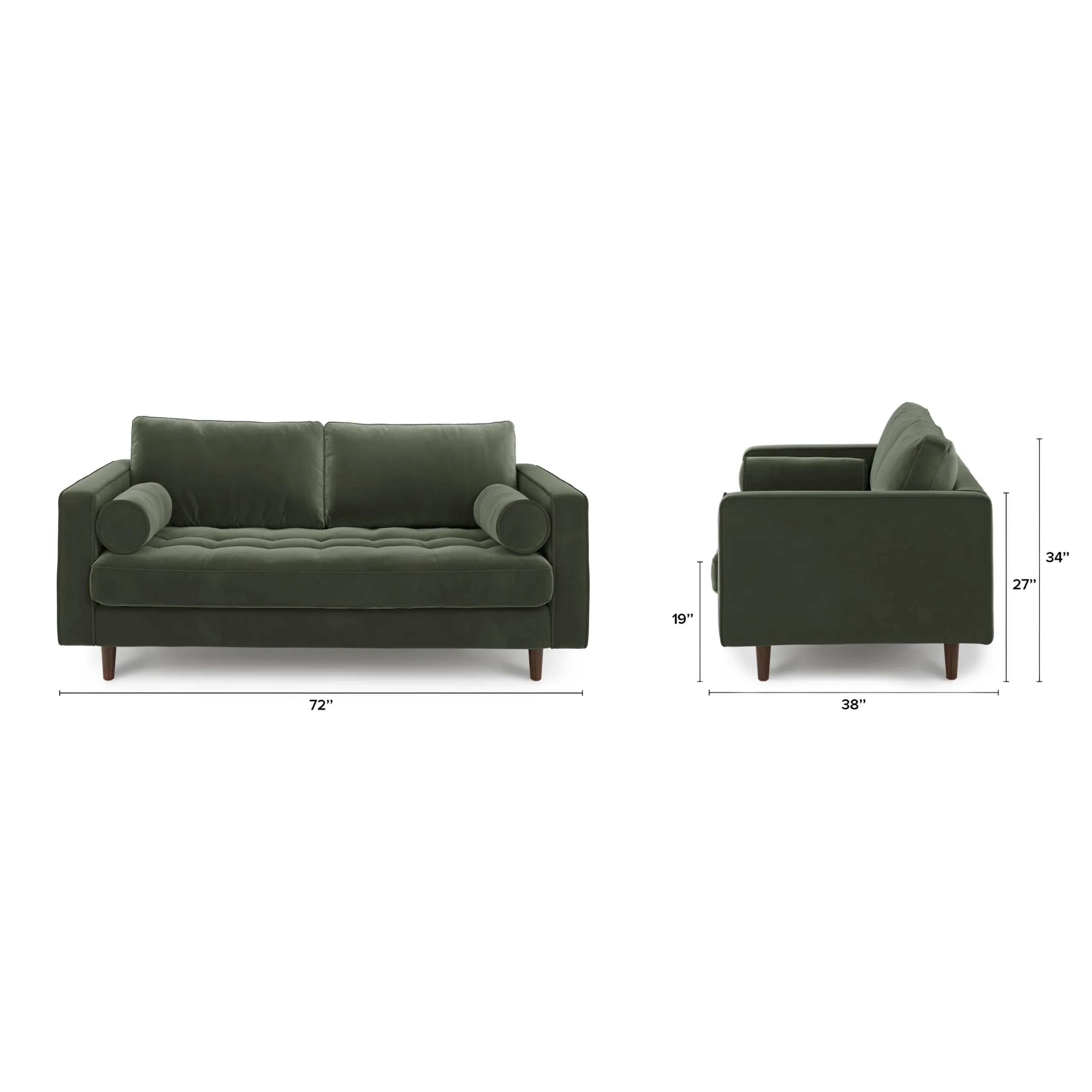 Sven 72_ Tufted Velvet Loveseat - Plush Pacific Green - Image 12