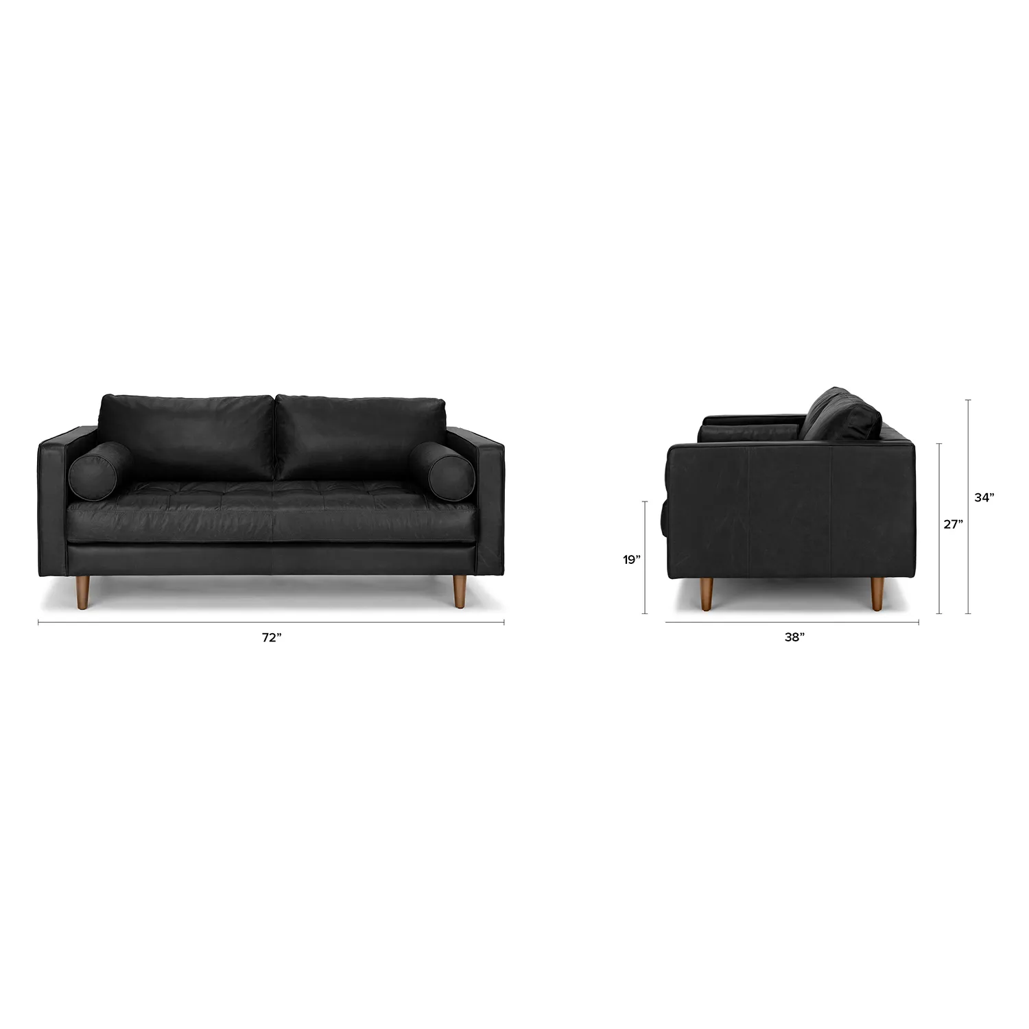 Sven 72_ Tufted Leather Loveseat - Oxford Black - Image 9