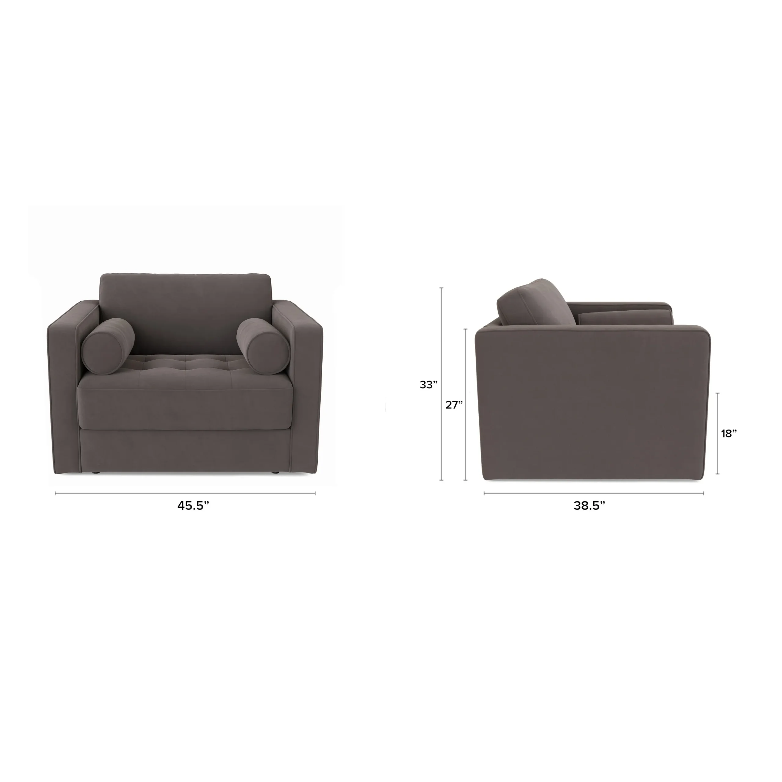 Sven 45.5_ Tufted Velvet Sleeper Chair - Hale Warm Gray - Image 9