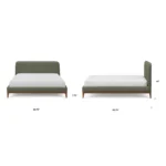 Rosin King Upholstered Bed - Smoked Oak and Welsh Green