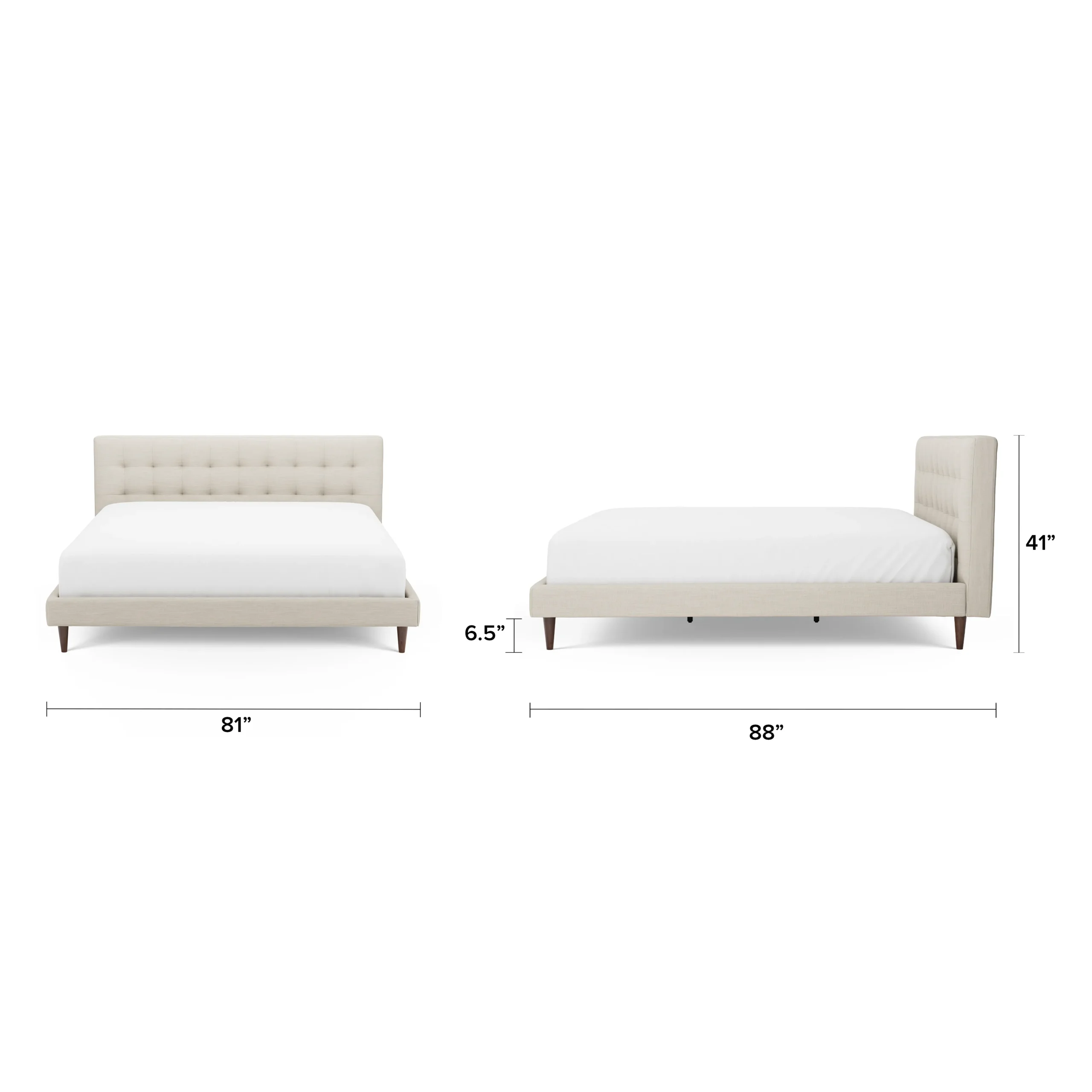 Sven King Tufted Bed - Biscuit Cream - Image 2