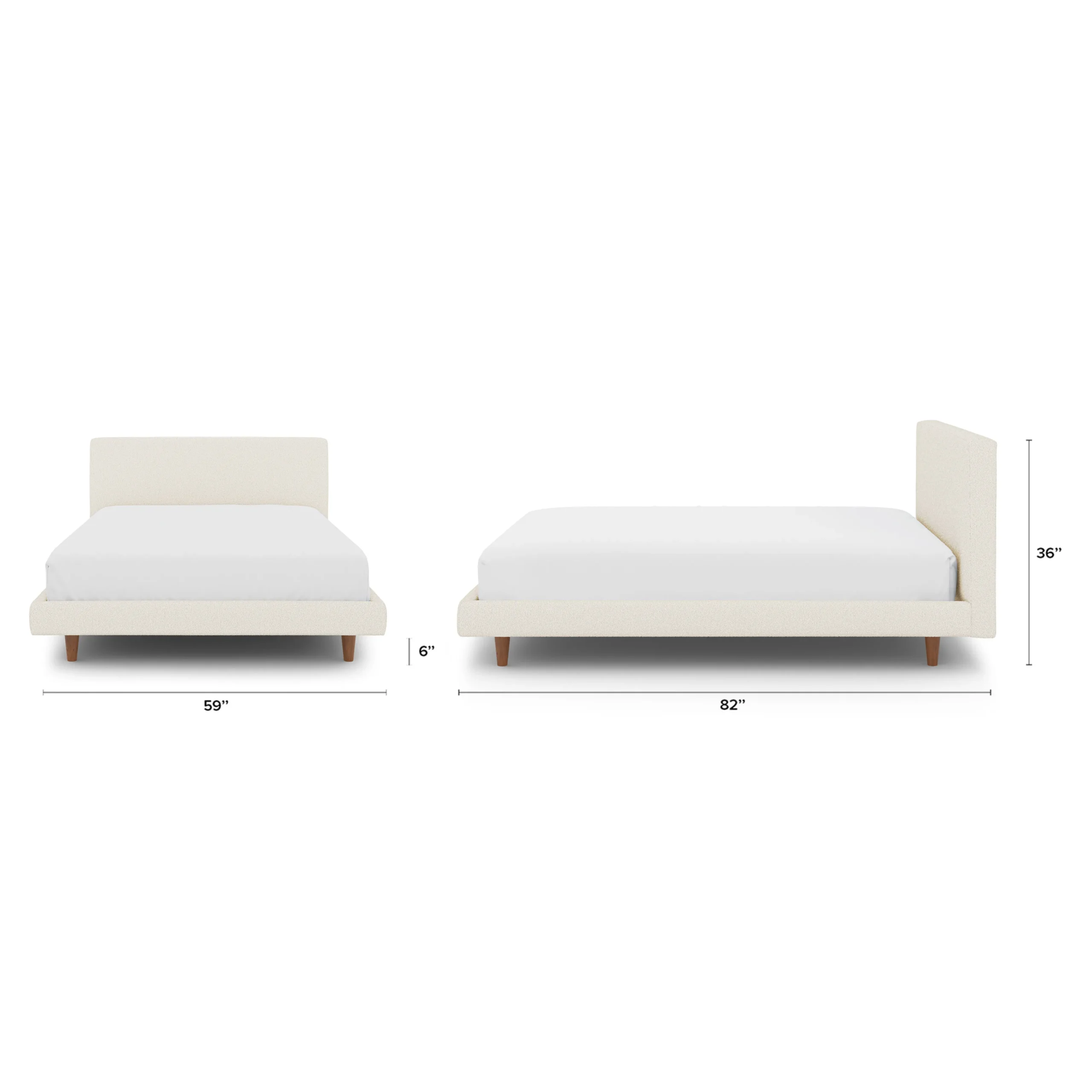 Tessu Full Low Profile Upholstered Bed - Ivory Wool Bouclé - Image 2