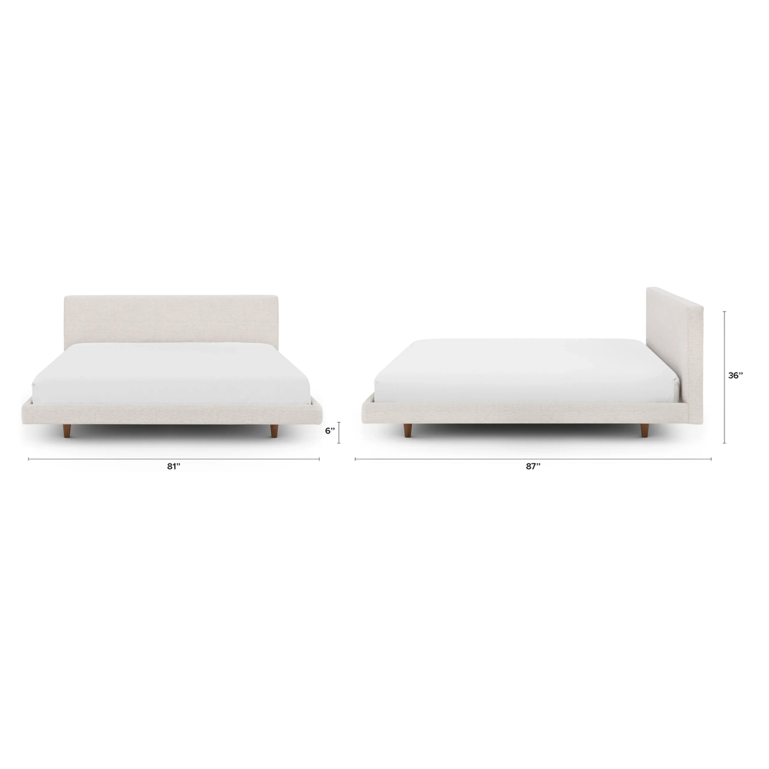 Tessu King Low Profile Upholstered Bed - Napa White - Image 2