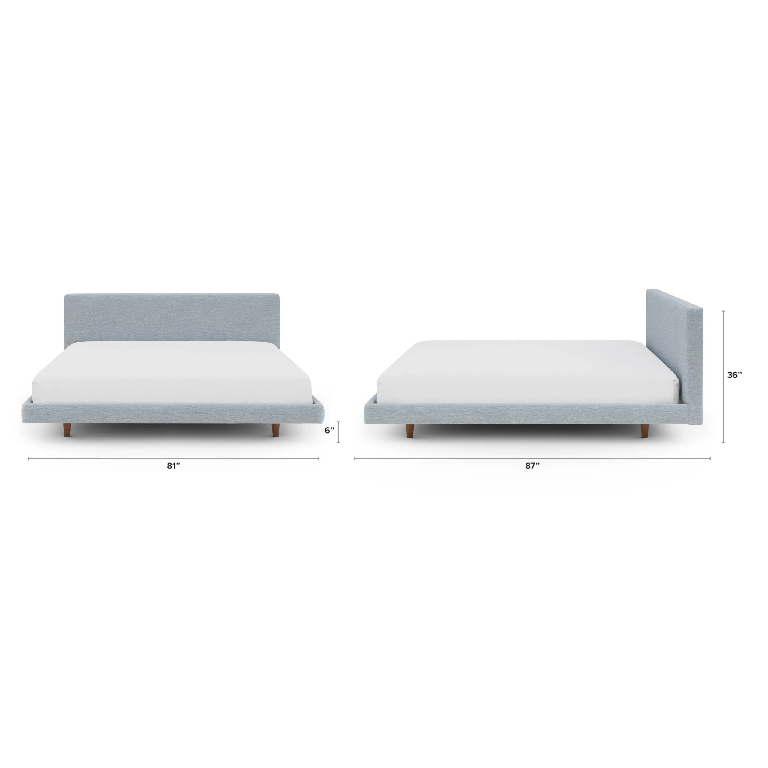 Tessu King Low Profile Upholstered Bed - Silver Light Blue - Image 2