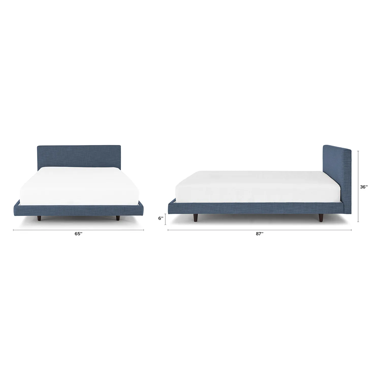 Tessu Queen Low Profile Upholstered Bed - Caspian Blue - Image 2