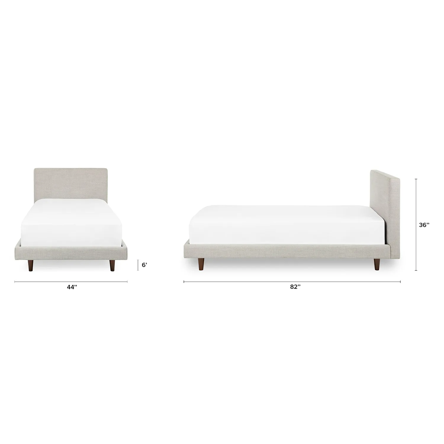 Tessu Twin Low Profile Upholstered Bed - Clay Taupe - Image 2