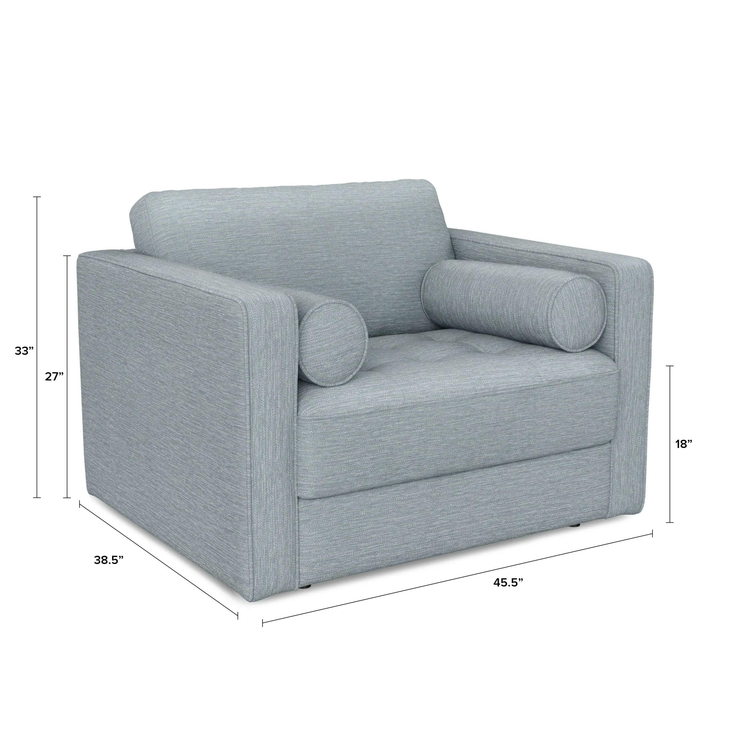 Sven 45.5_ Tufted Sleeper Chair - Silver Light Blue - Image 5