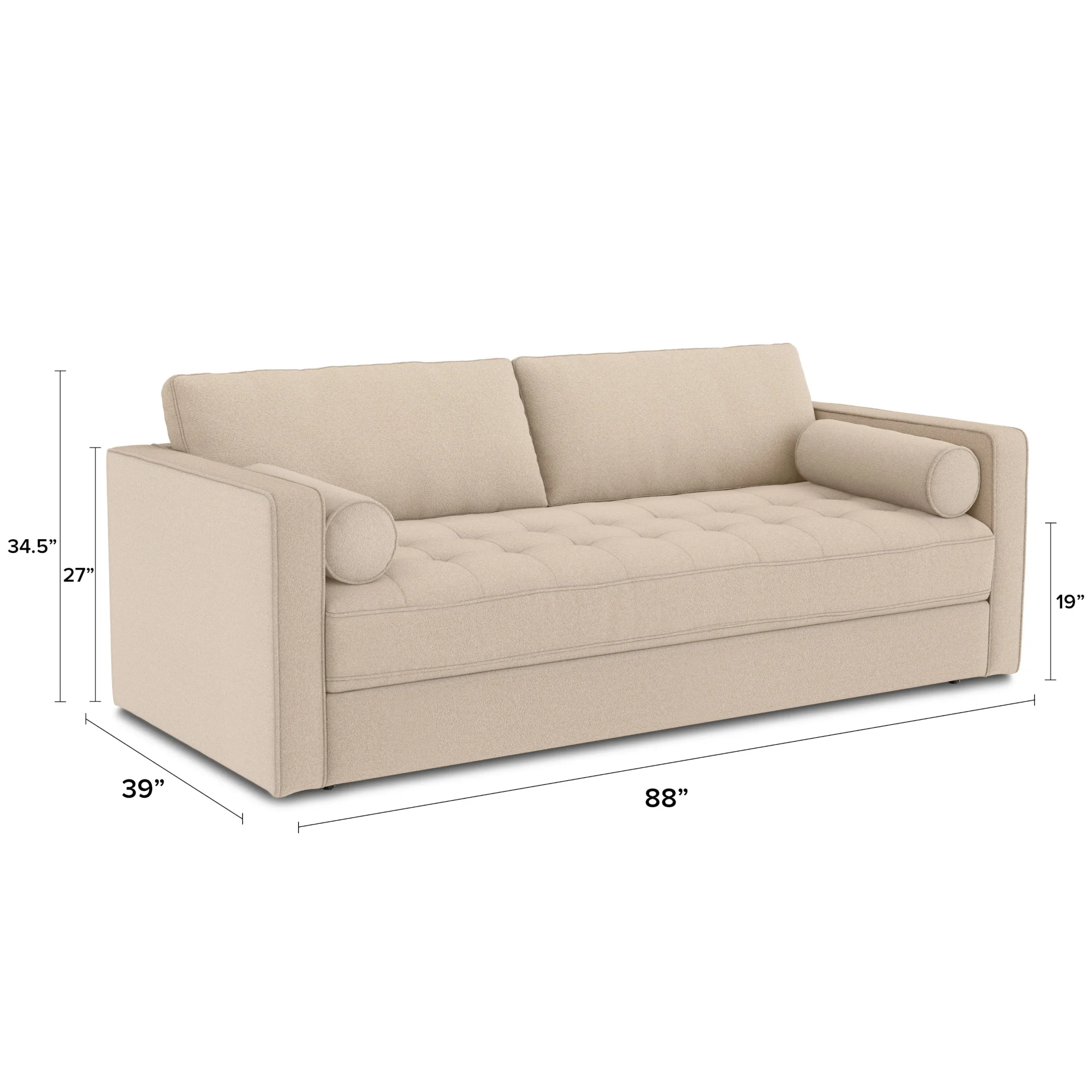 Sven 88_ Tufted Sofa Bed - Ratine Buff - Image 8