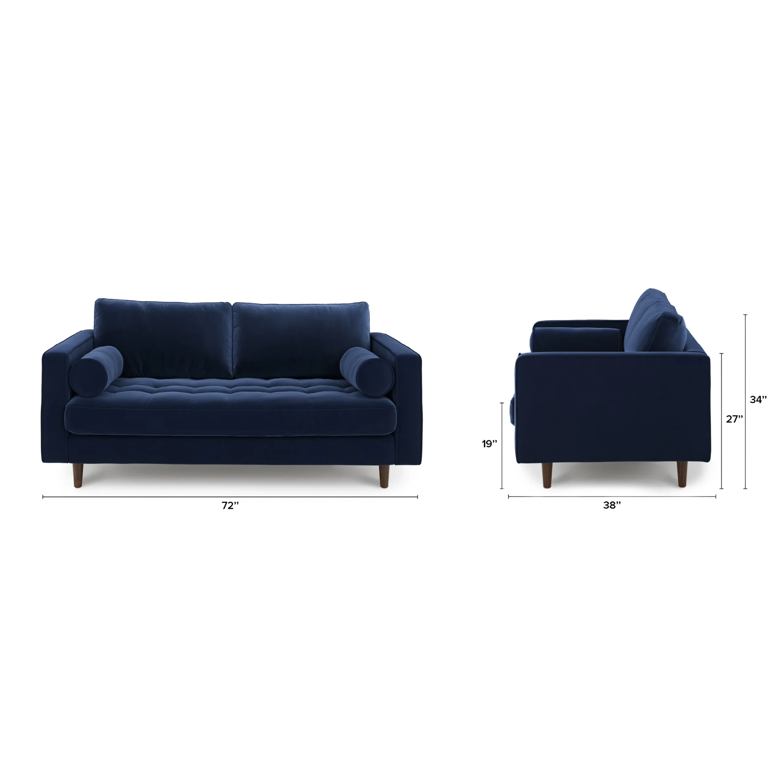 Sven 72_ Tufted Velvet Loveseat - Plush Cascadia Blue - Image 2