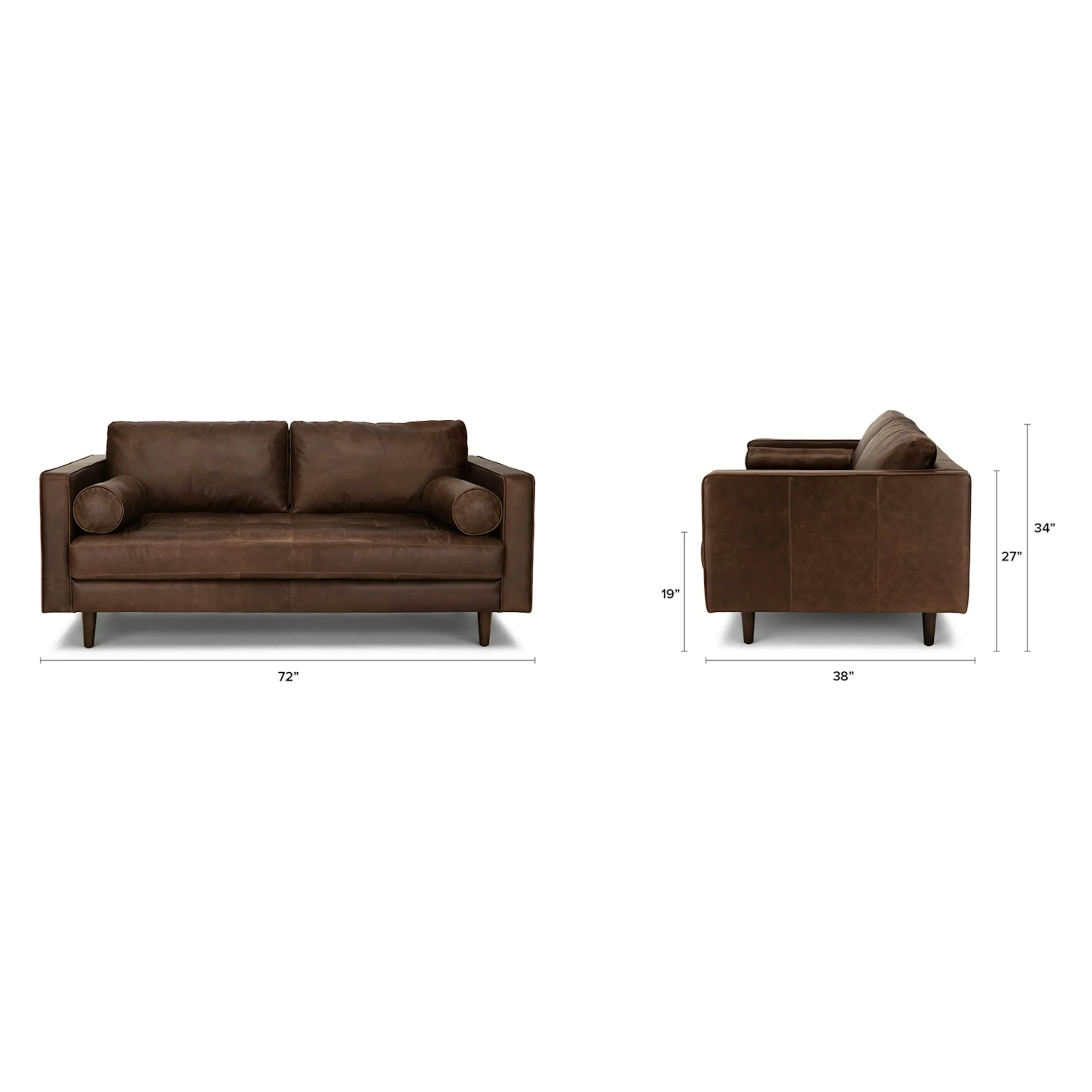Sven 72_ Tufted Leather Loveseat - Charme Chocolat - Image 8