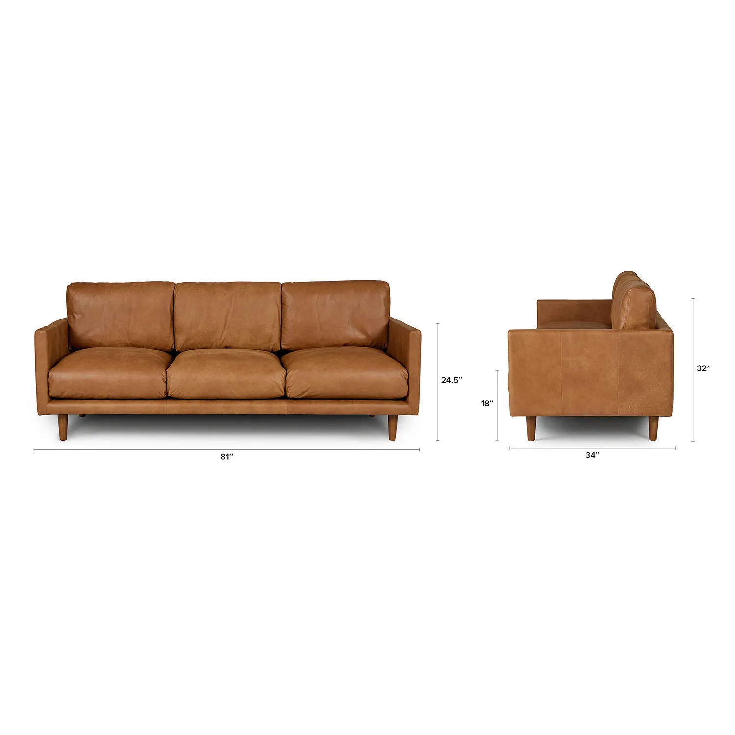 Nirvana 81_ Leather Sofa - Dakota Tan - Image 13