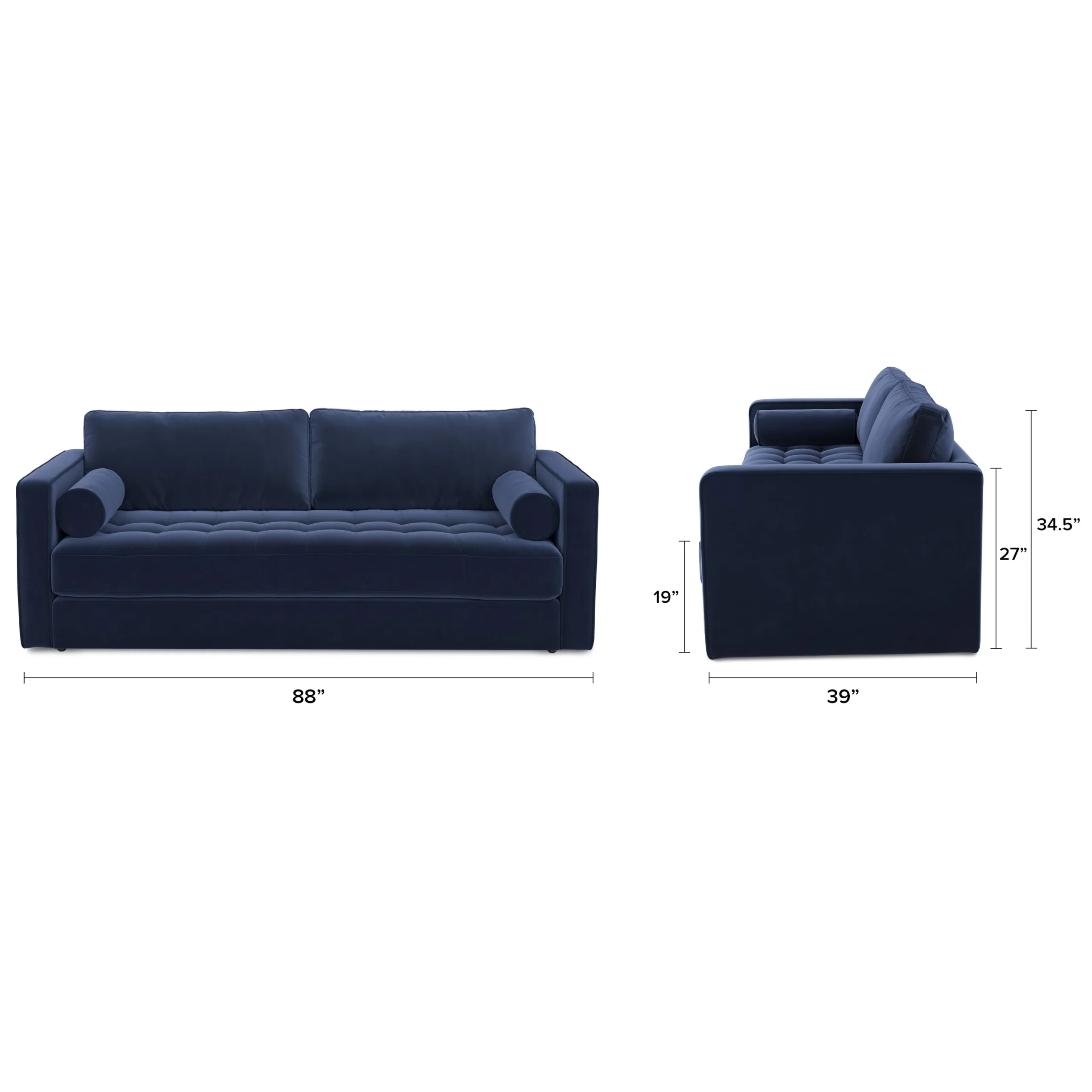 Sven 88_ Tufted Velvet Sofa Bed - Plush Cascadia Blue - Image 8
