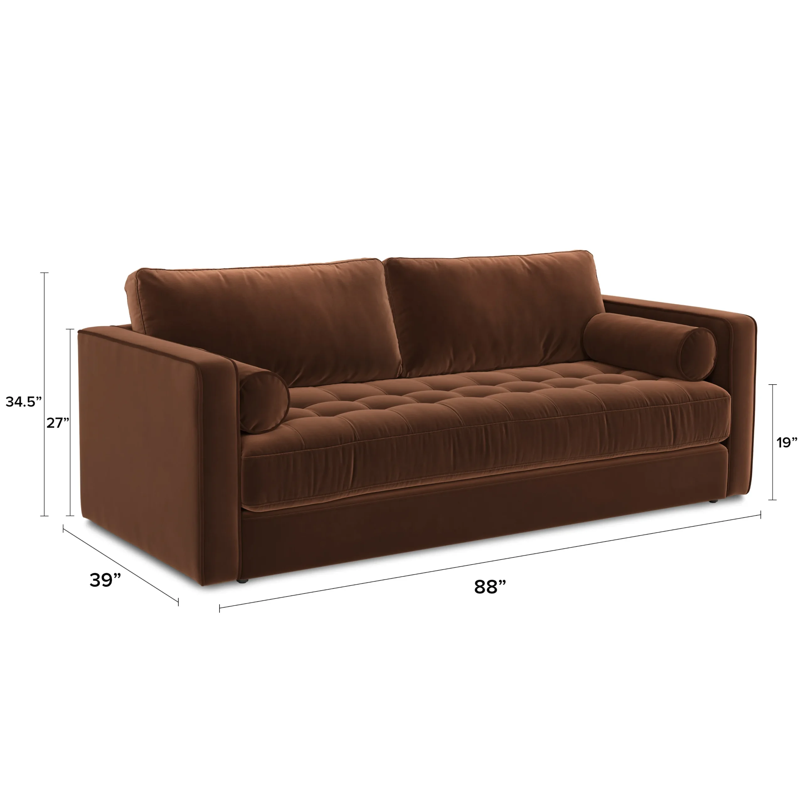 Sven 88_ Tufted Velvet Sofa Bed - Plush Pacific Brown - Image 8