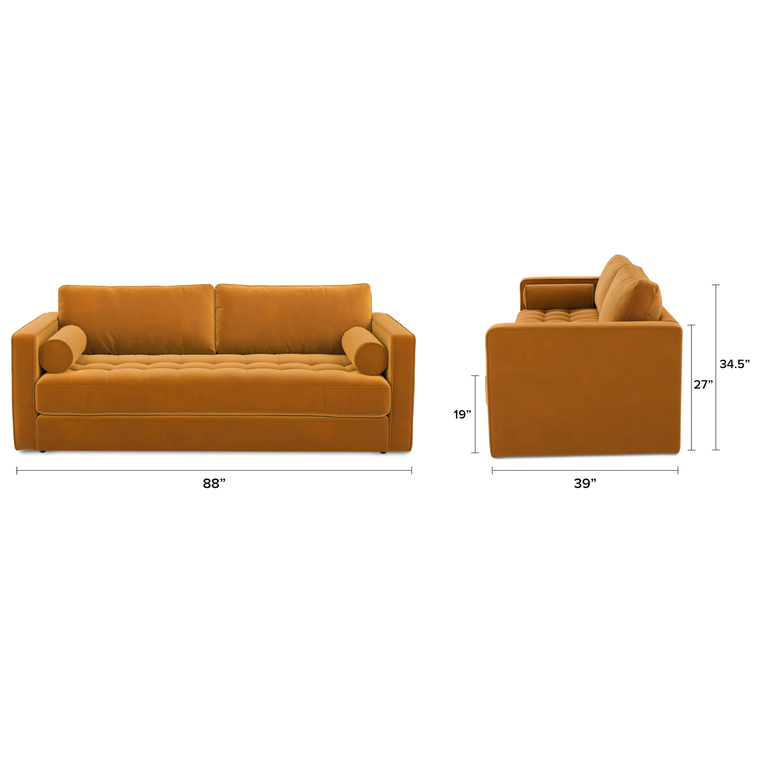 Sven 88_ Tufted Velvet Sofa Bed - Plush Pacific Ginger - Image 7