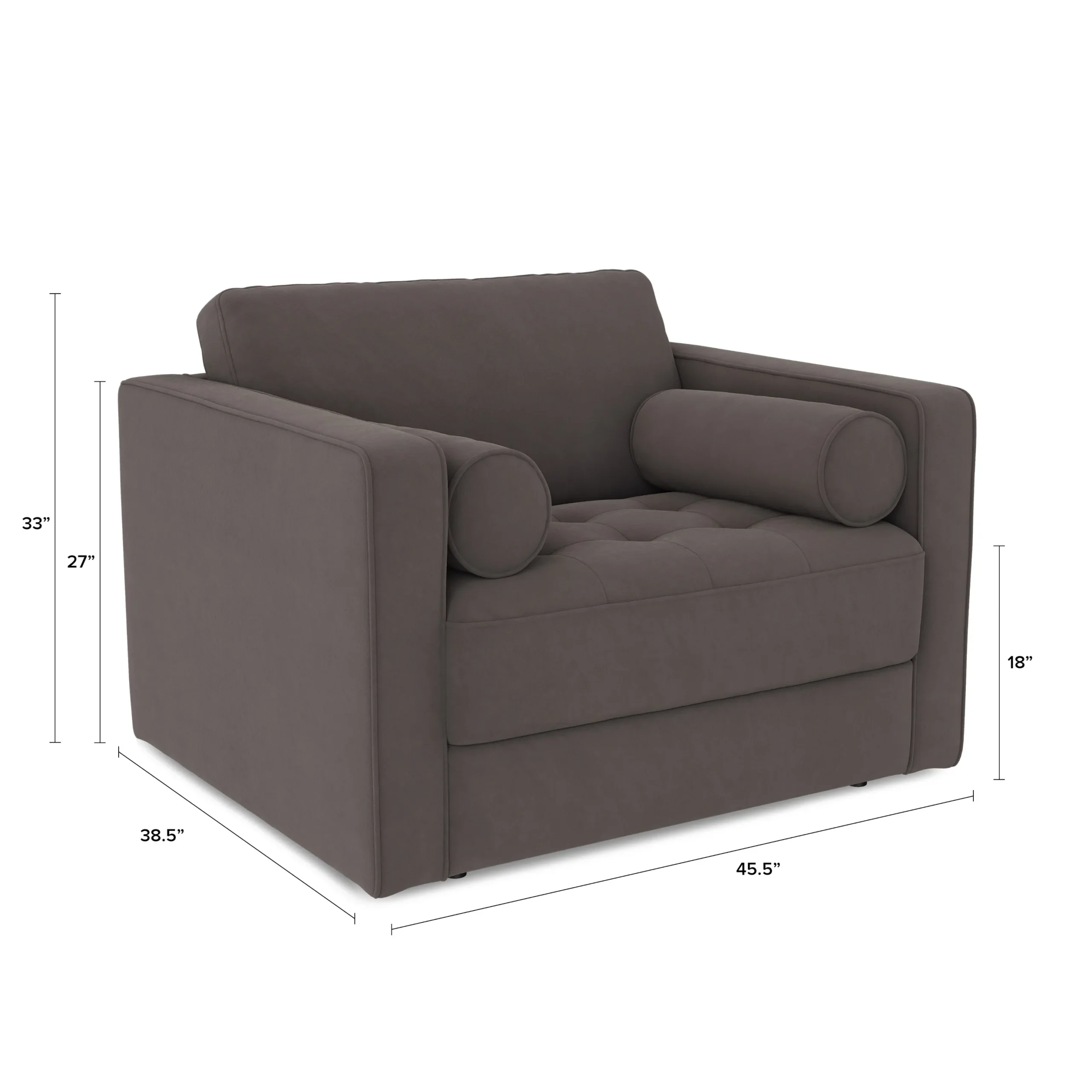 Sven 45.5_ Tufted Velvet Sleeper Chair - Hale Warm Gray - Image 8