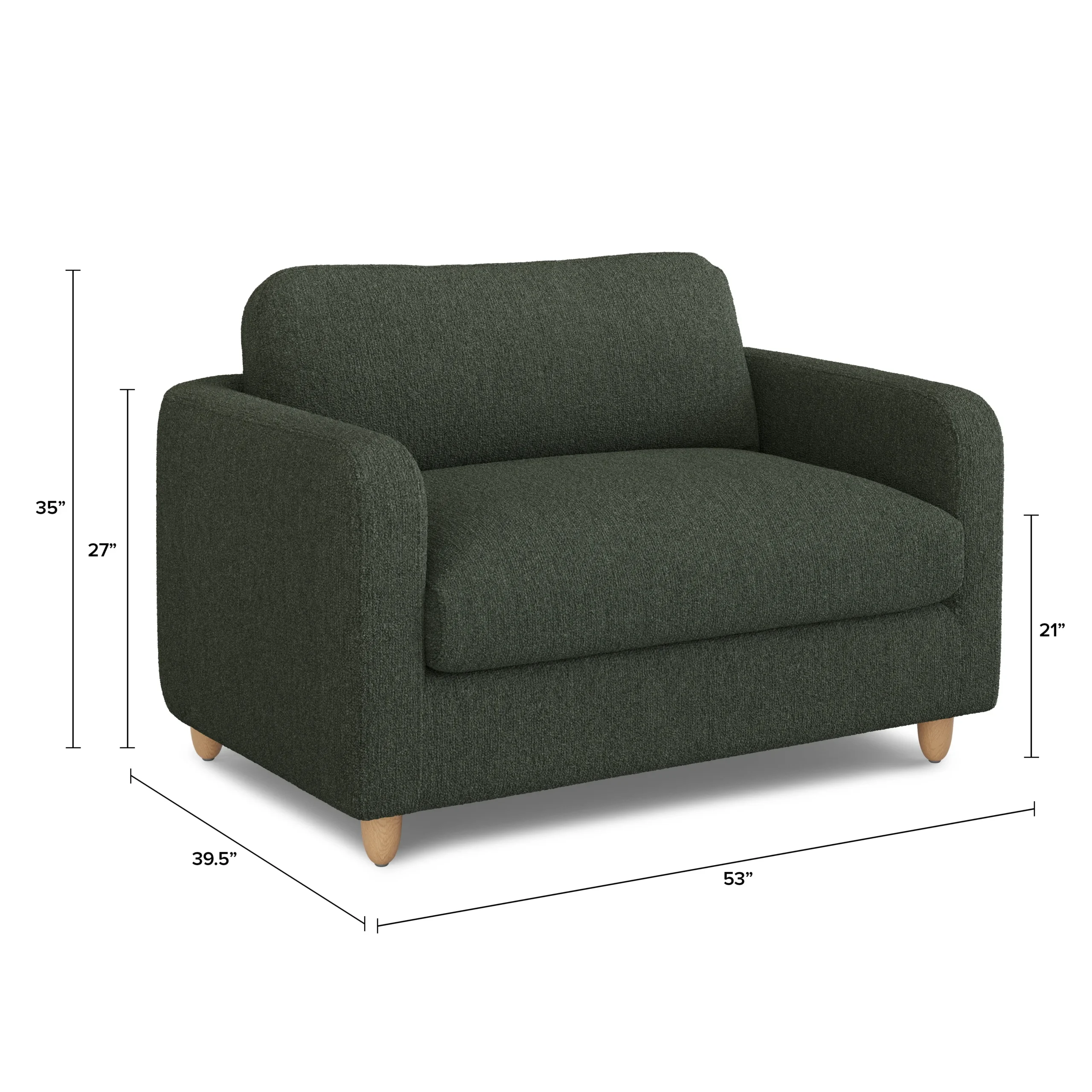 Vati 53_ Sleeper Chair - Green Wool Bouclé - Image 6