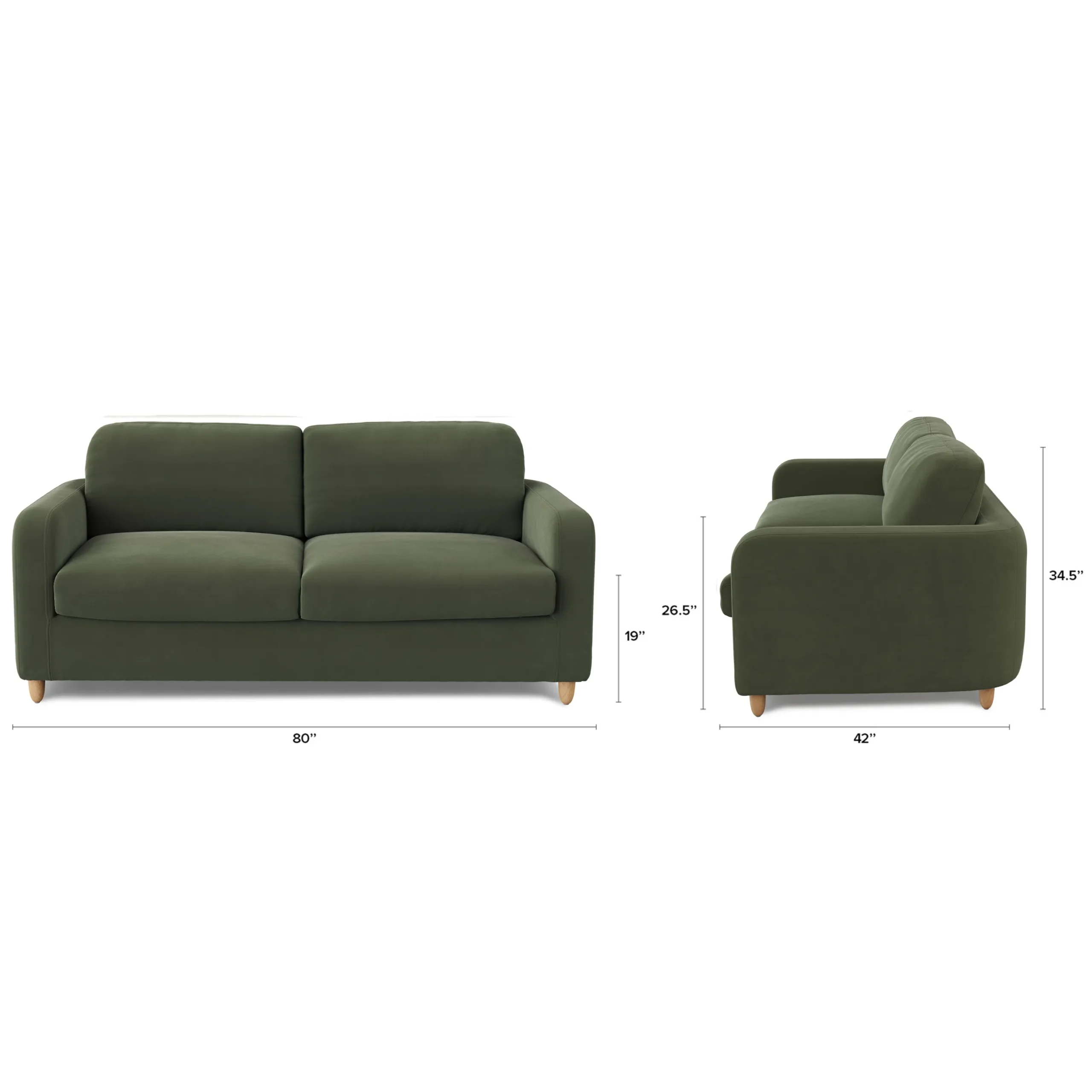 Vati 80_ Velvet Sofa Bed - Natural Oak and Hale Fir Green - Image 7