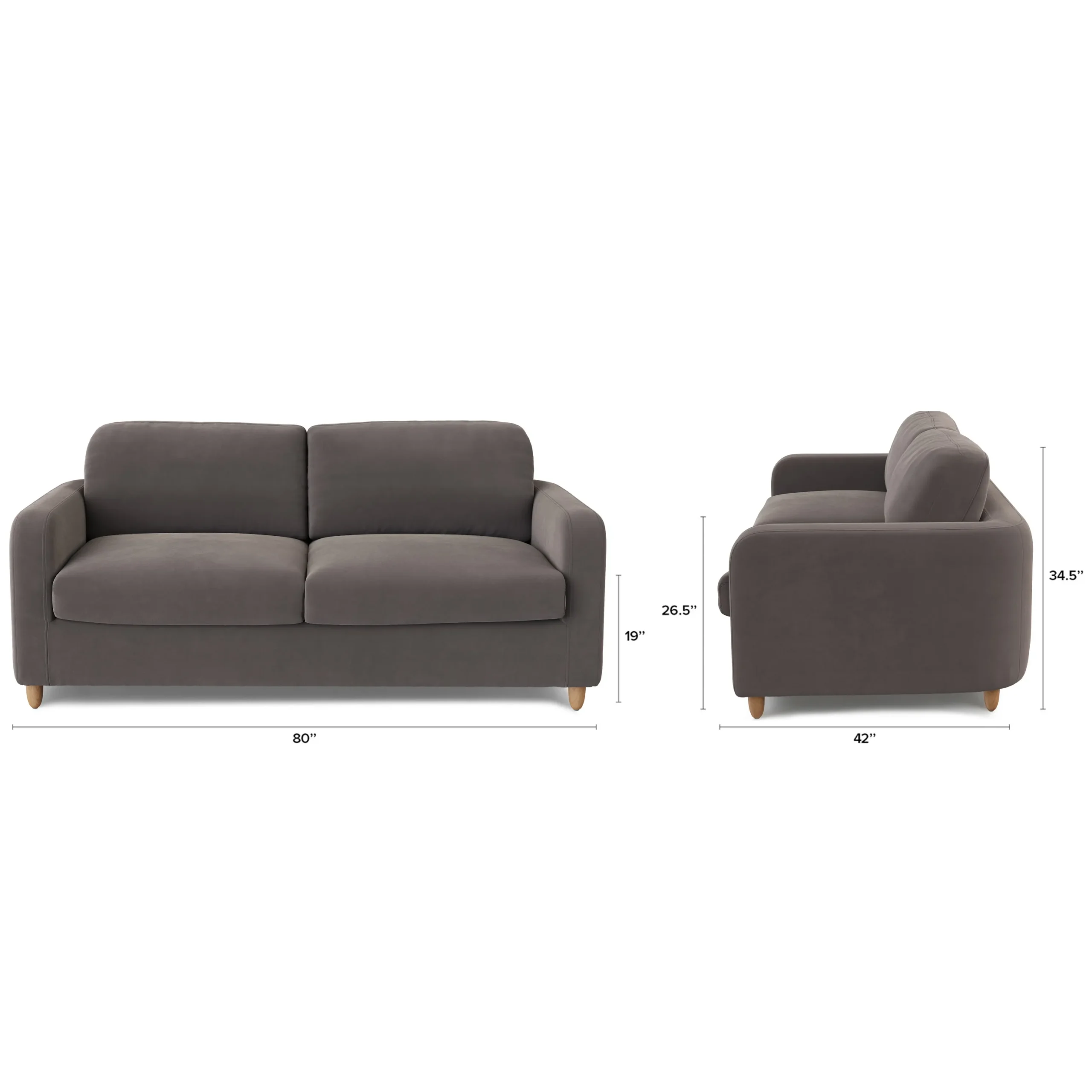 Vati 80_ Velvet Sofa Bed - Natural Oak and Hale Warm Gray - Image 13