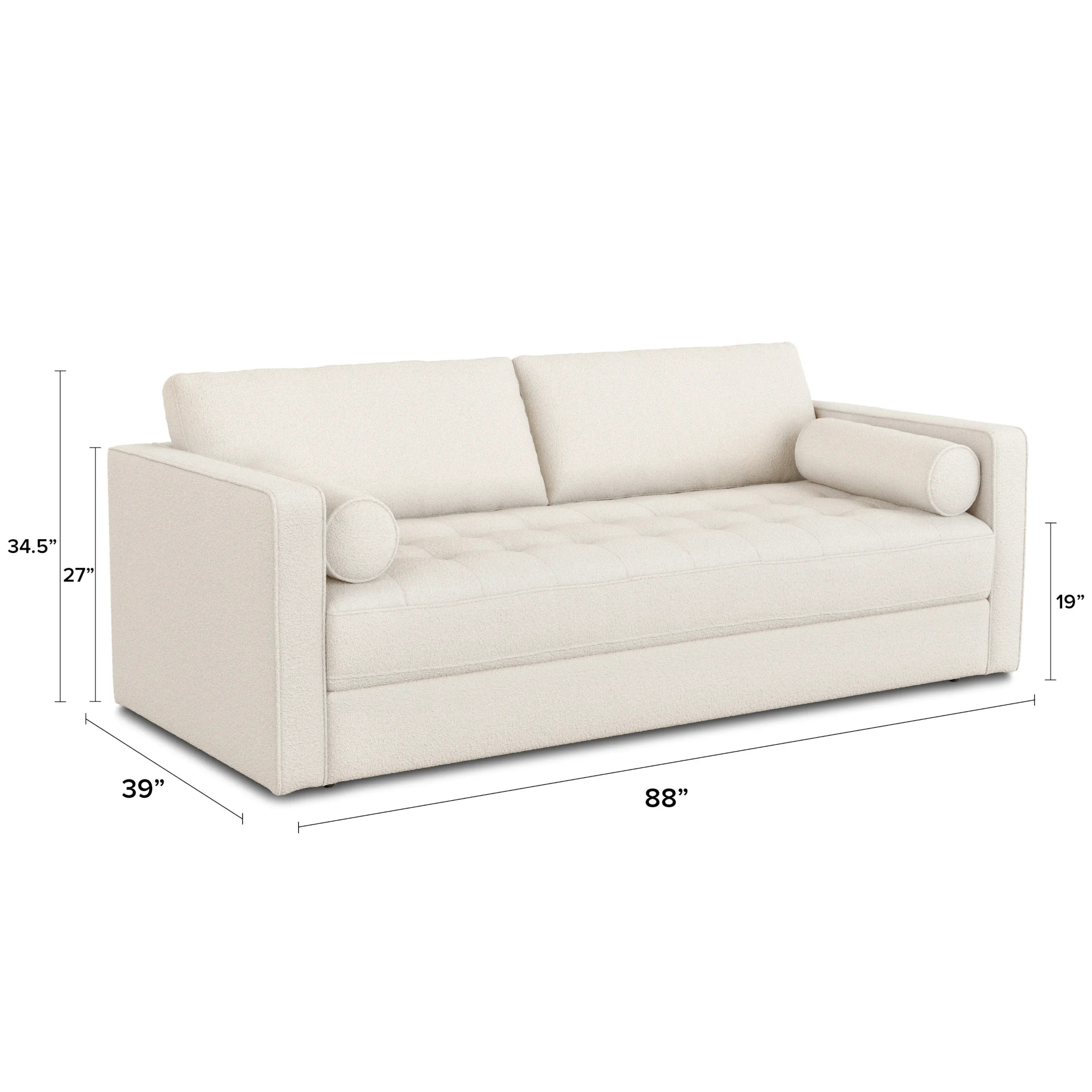Sven 88_ Tufted Sofa Bed - Ivory Wool Bouclé - Image 8