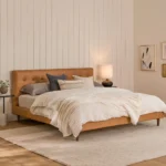 Sven King Tufted Leather Bed - Charme Tan
