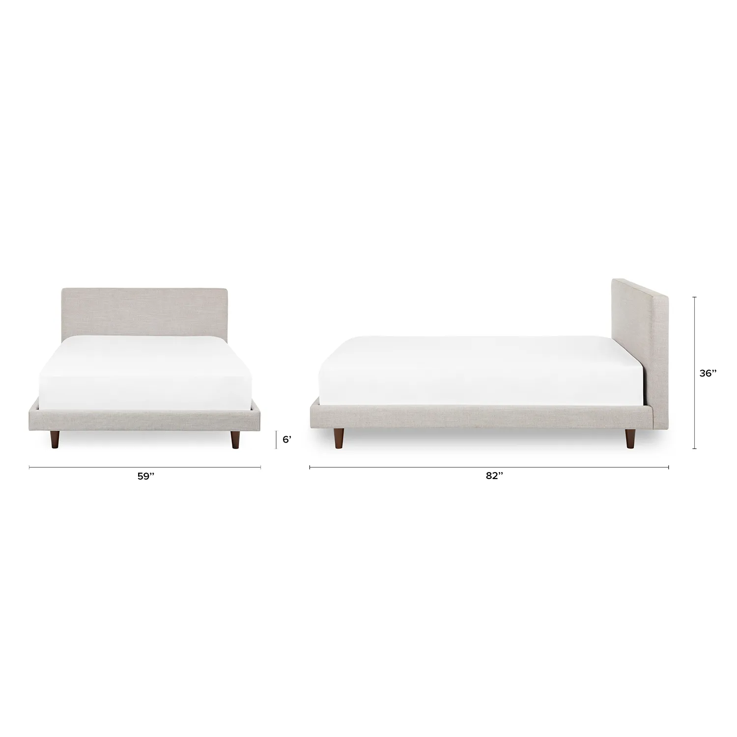 Tessu Full Low Profile Upholstered Bed - Clay Taupe - Image 2