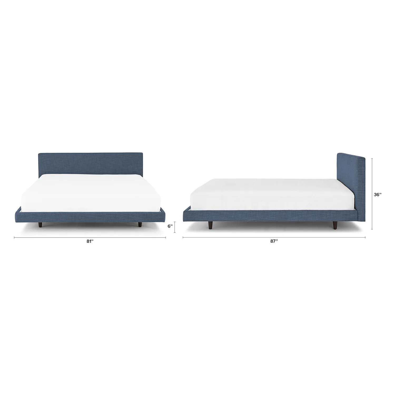 Tessu King Low Profile Upholstered Bed - Caspian Blue - Image 2