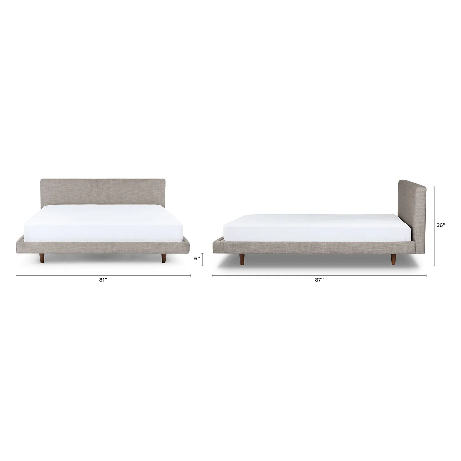 Tessu King Low Profile Upholstered Bed - Glaze Gray - Image 2