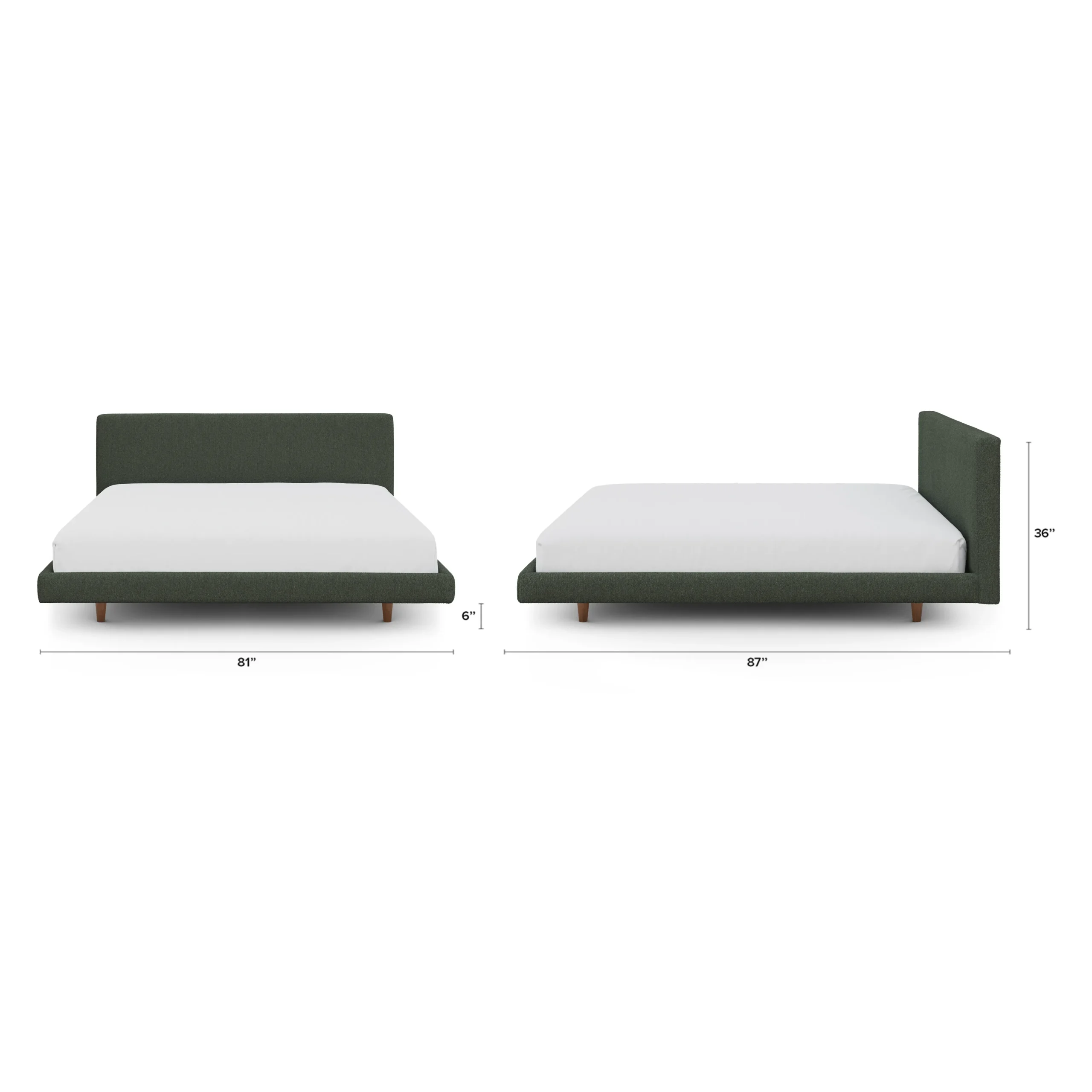 Tessu King Low Profile Upholstered Bed - Green Wool Bouclé - Image 2