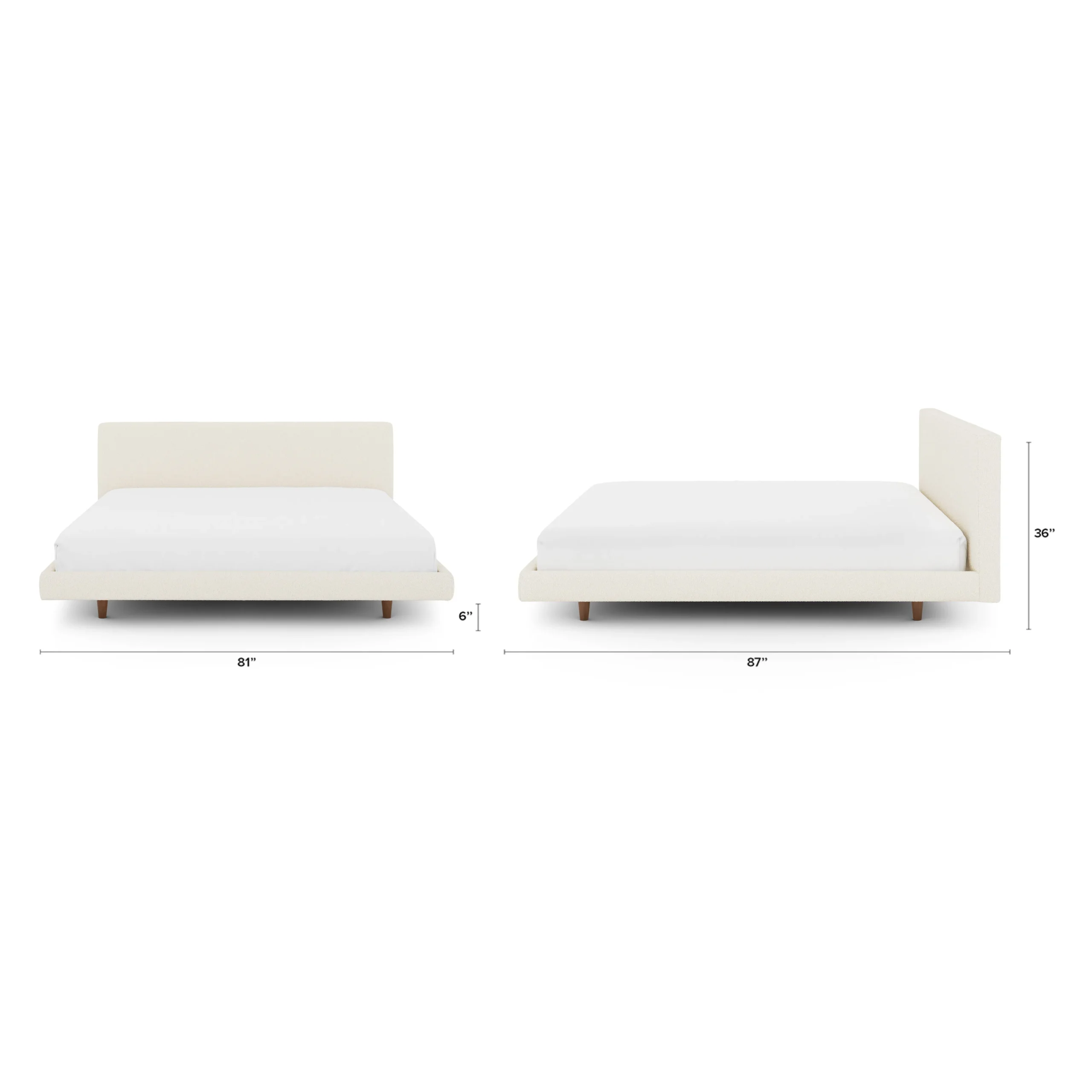 Tessu King Low Profile Upholstered Bed - Ivory Wool Bouclé - Image 2