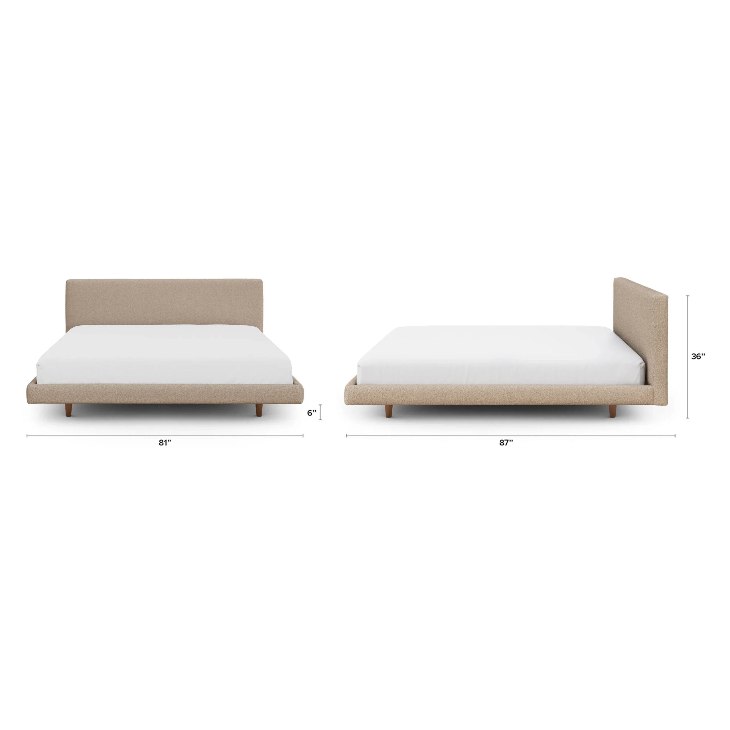 Tessu King Low Profile Upholstered Bed - Sandstone Wool Bouclé - Image 2
