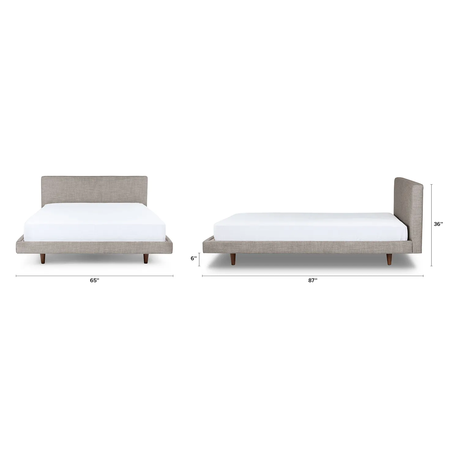 Tessu Queen Low Profile Upholstered Bed - Glaze Gray - Image 2