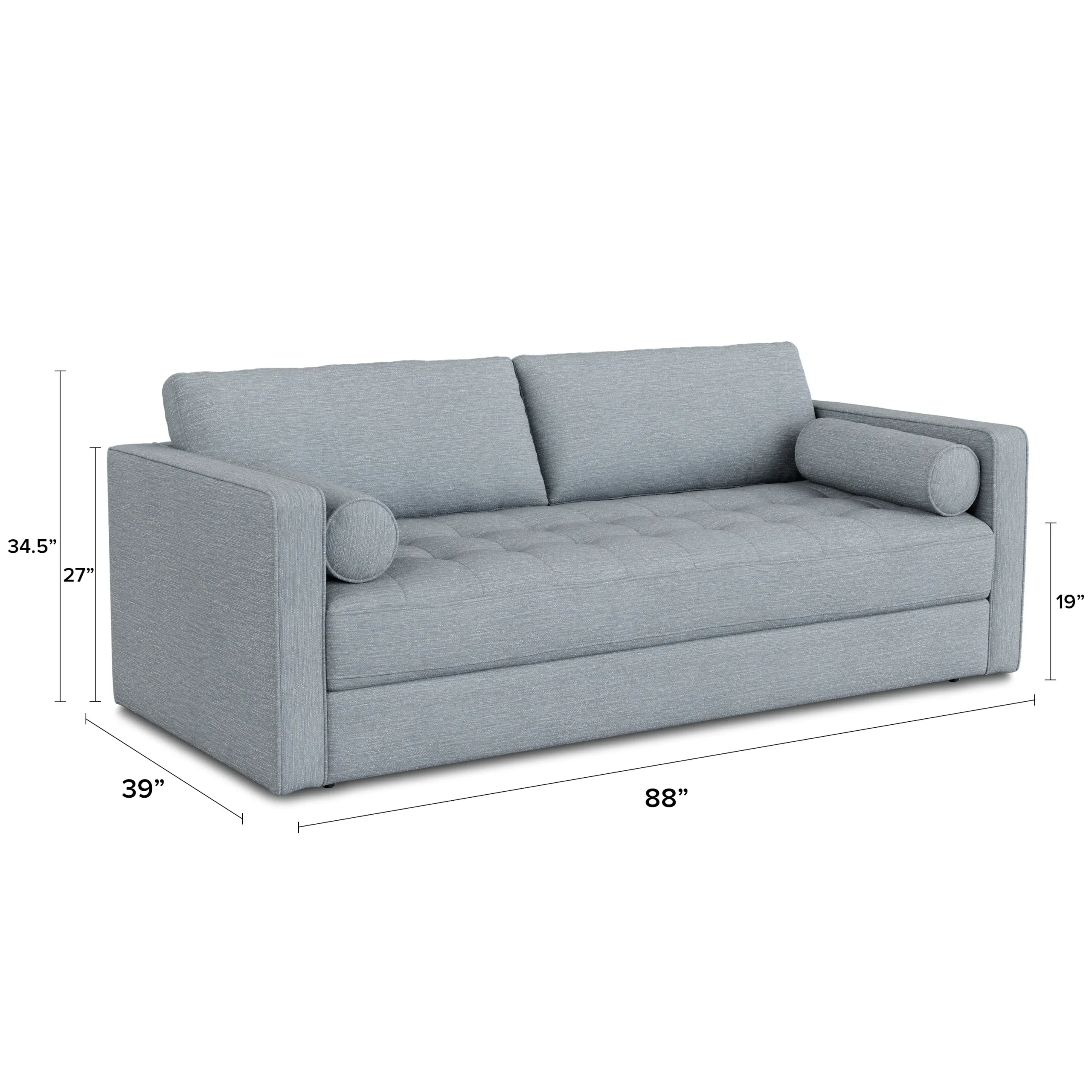 Sven 88_ Tufted Sofa Bed - Silver Light Blue - Image 9
